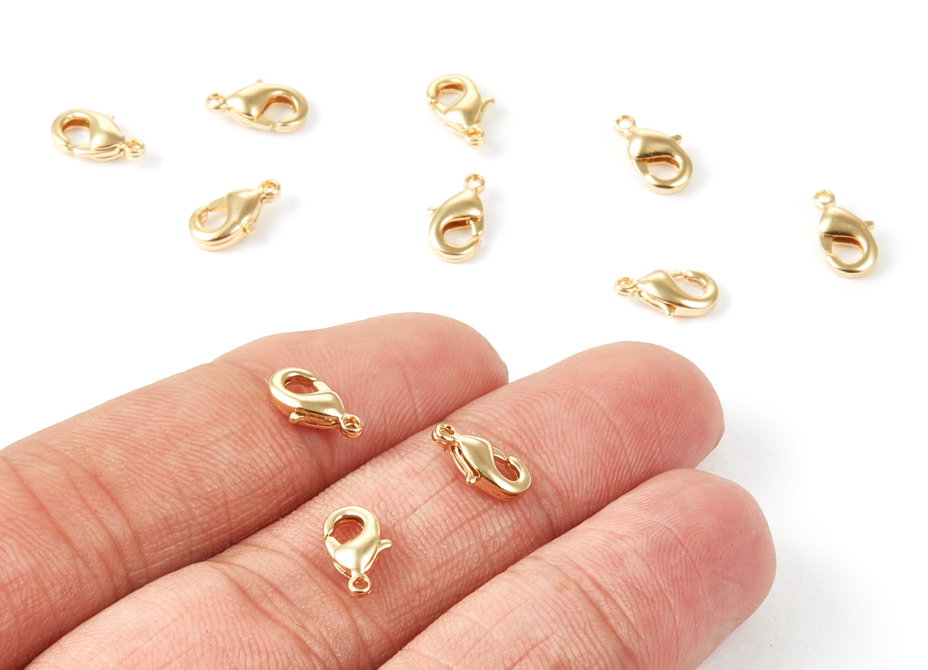 Real Gold Plated Brass Parrot Clasp - 18K - Gold Plated Brass Lobster Claw Clasps - Jewelry Supplies - 10x5.52x2.96mm - RGP1022 - DOMEDBAZAAR