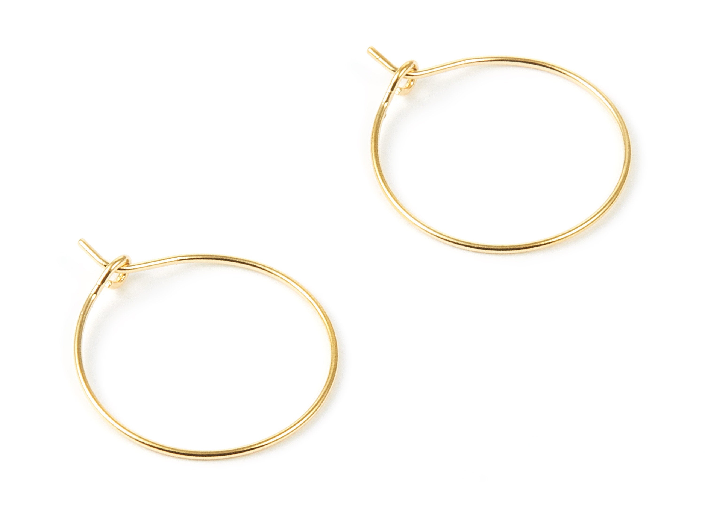 18K Real Gold Plated Brass Earring Wire -  Brass Ear Wire - Earring Findings - Jewelry Supplies - 23.49x20x0.86mm - RGP1019 - DOMEDBAZAAR