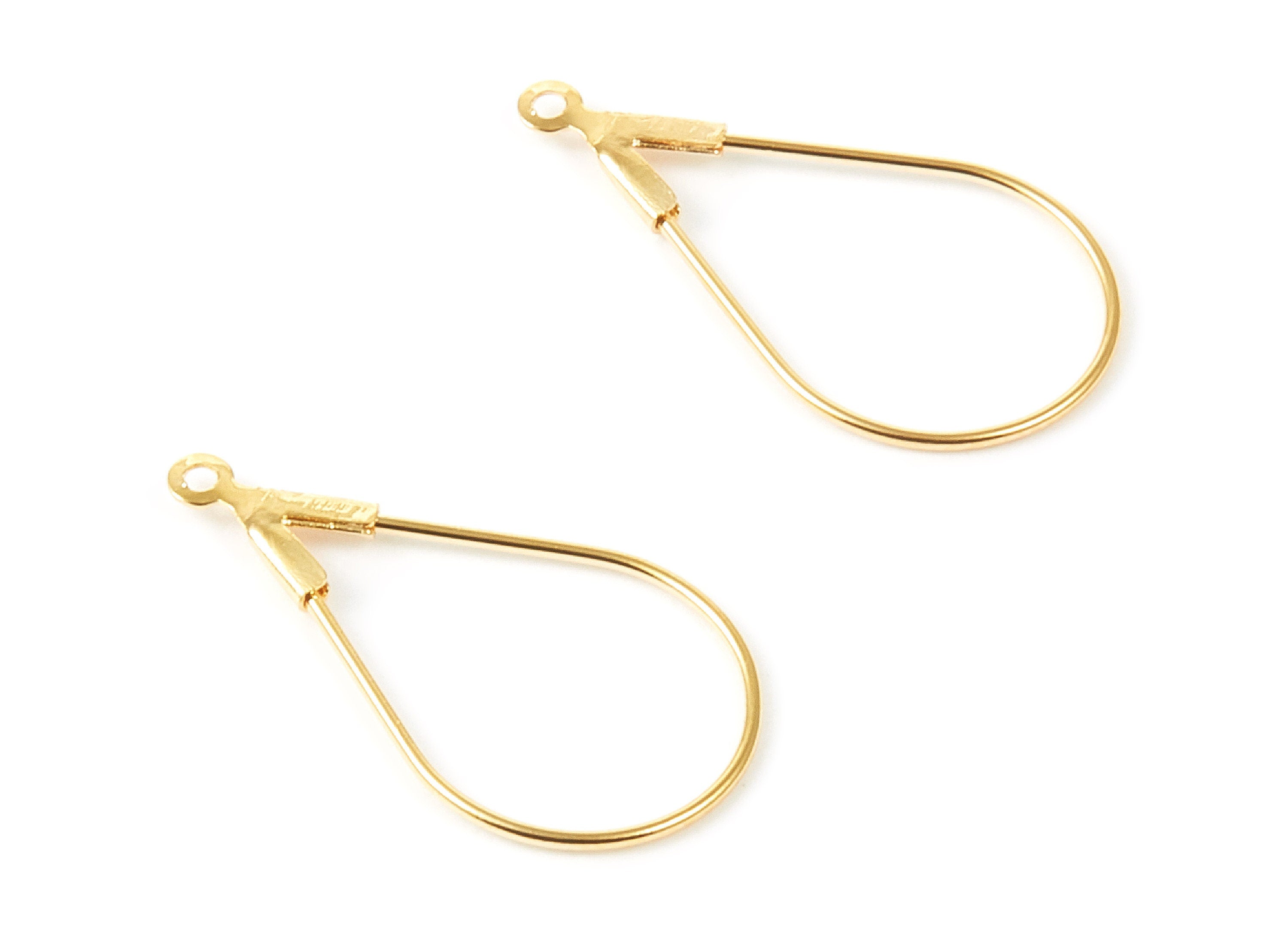 18K Real Gold Plated Brass Earring Wire -  Brass Ear Wire - Earring Findings - Jewelry Supplies - 25.51x13.94x0.78mm - RGP1020 - DOMEDBAZAAR