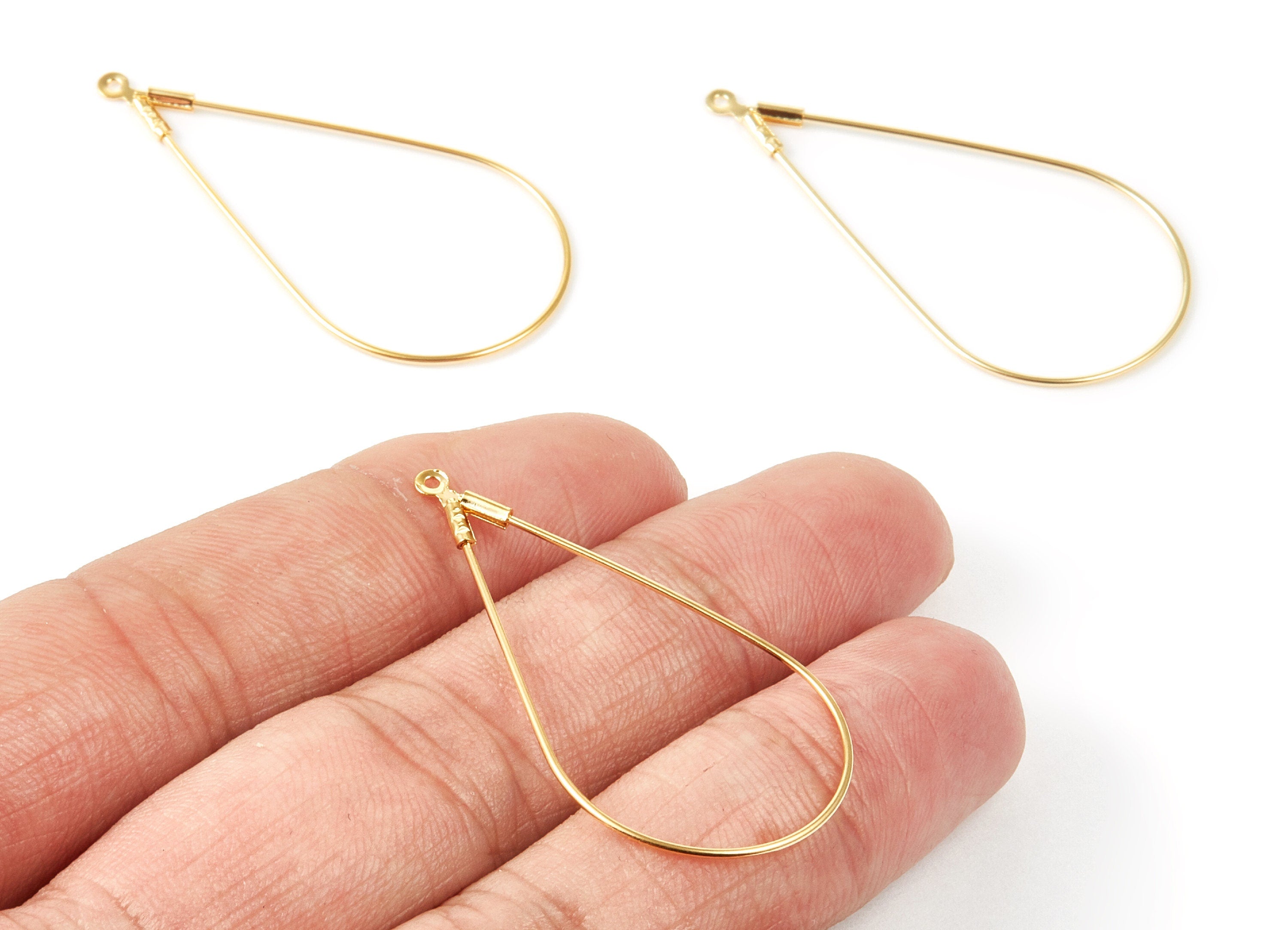 18K Real Gold Plated Brass Earring Wire -  Brass Ear Wire - Earring Findings - Jewelry Supplies - 44x22.1x1.73mm - RGP1013 - DOMEDBAZAAR