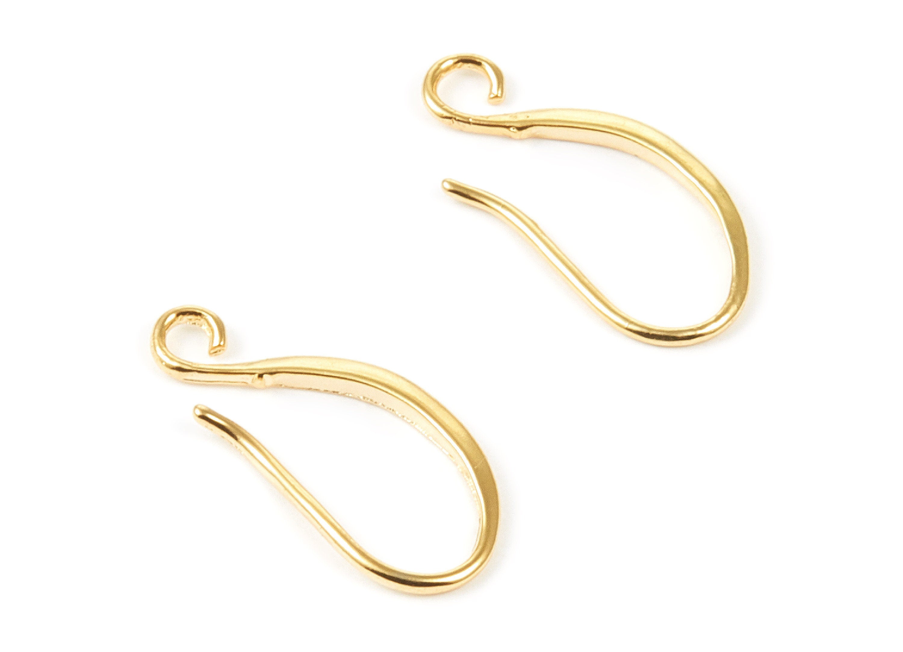 18K Real Gold Plated Brass Earring Wire -  Brass Ear Wire - Earring Findings - Jewelry Supplies - 22.11x10.4x1.73mm - RGP1015 - DOMEDBAZAAR