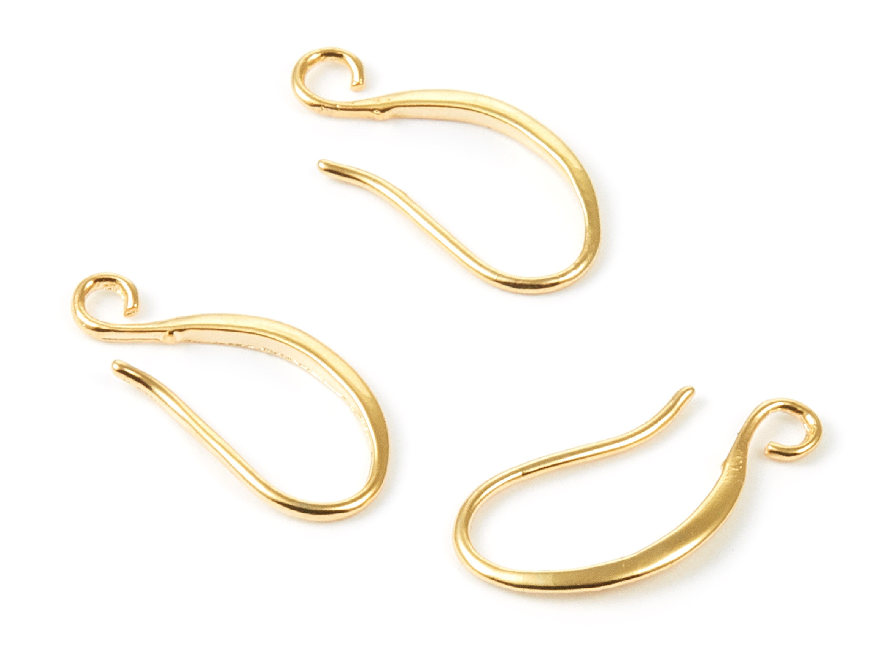 18K Real Gold Plated Brass Earring Wire -  Brass Ear Wire - Earring Findings - Jewelry Supplies - 22.11x10.4x1.73mm - RGP1015 - DOMEDBAZAAR