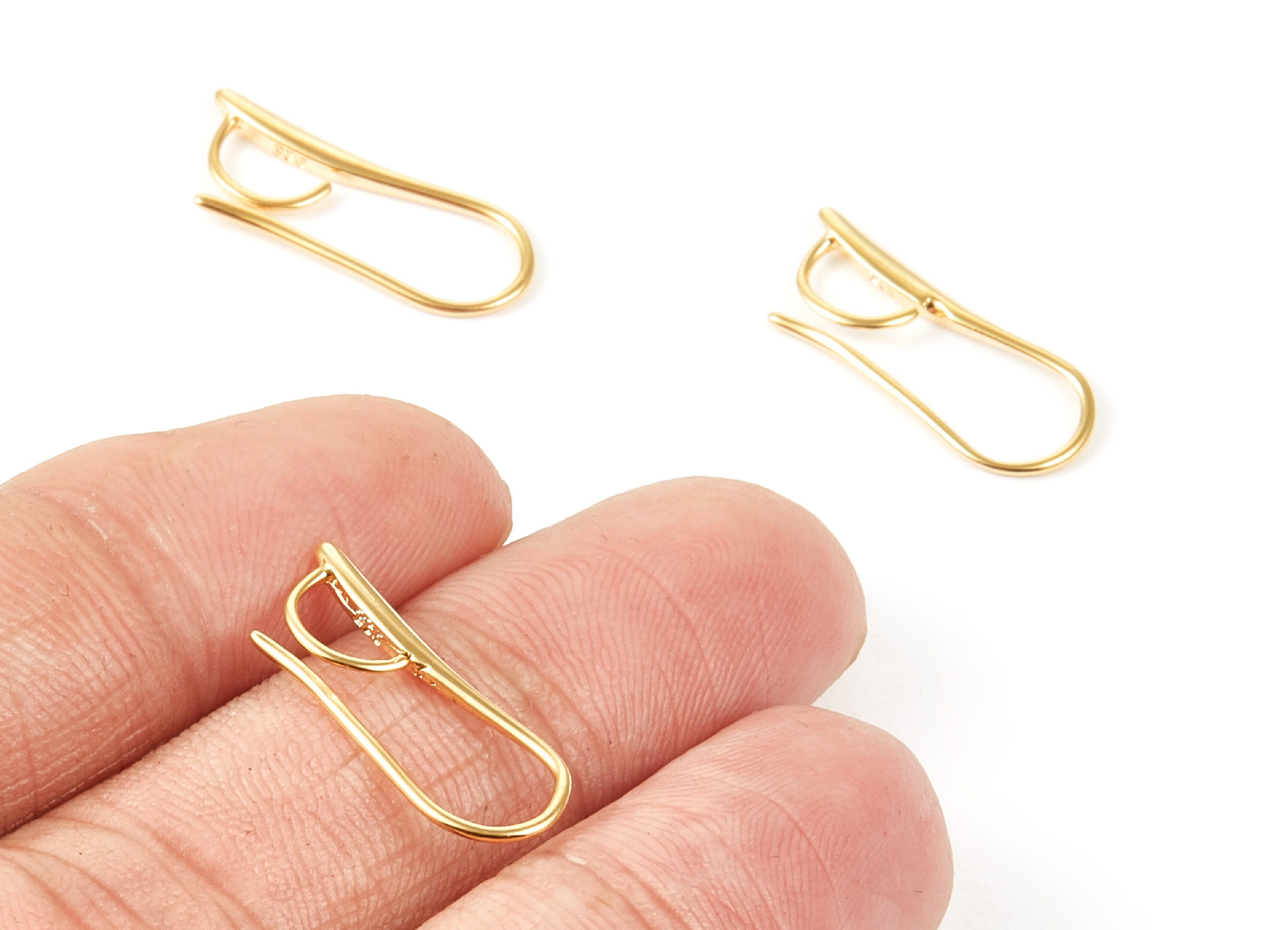 18K Real Gold Plated Brass Earring Wire -  Brass Ear Wire - Earring Findings - Jewelry Supplies - 21x8.4x1.7mm - RGP1008 - DOMEDBAZAAR