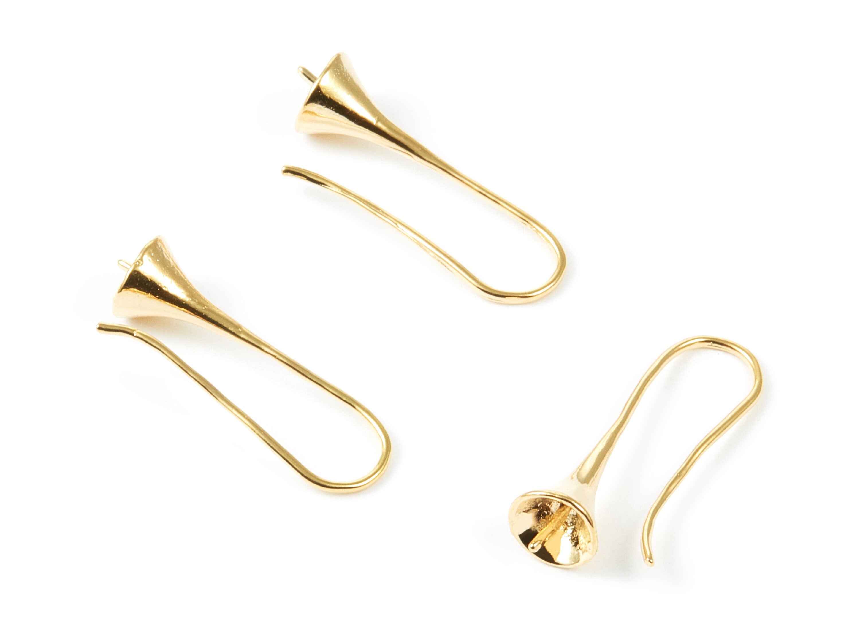 18K Real Gold Plated Brass Earring Wire -  Brass Ear Wire - Earring Findings - Jewelry Supplies - 27.1x10.5x7.33mm - RGP1007 - DOMEDBAZAAR