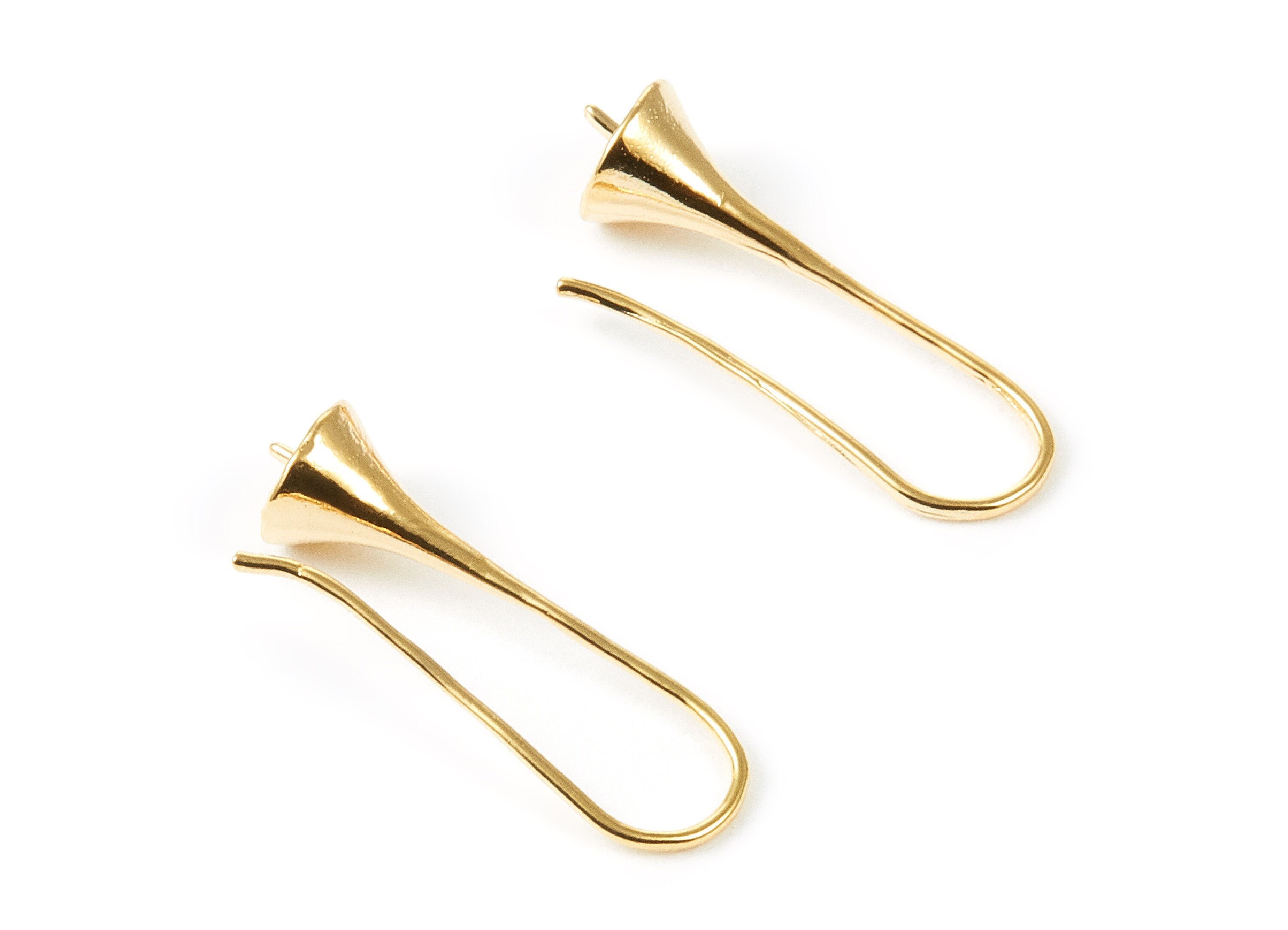 18K Real Gold Plated Brass Earring Wire -  Brass Ear Wire - Earring Findings - Jewelry Supplies - 27.1x10.5x7.33mm - RGP1007 - DOMEDBAZAAR