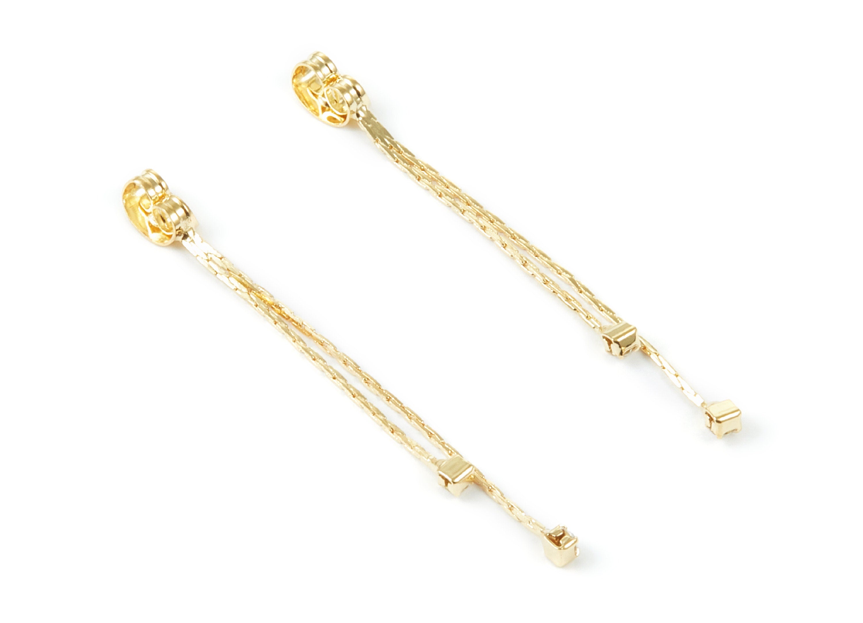 18K Real Gold Plated Earring Back Stopper - Brass Earring Stud Stopper With Snake Chains Inlaid Zircon - 46.68x4.36x3.36mm - RGP1009 - DOMEDBAZAAR
