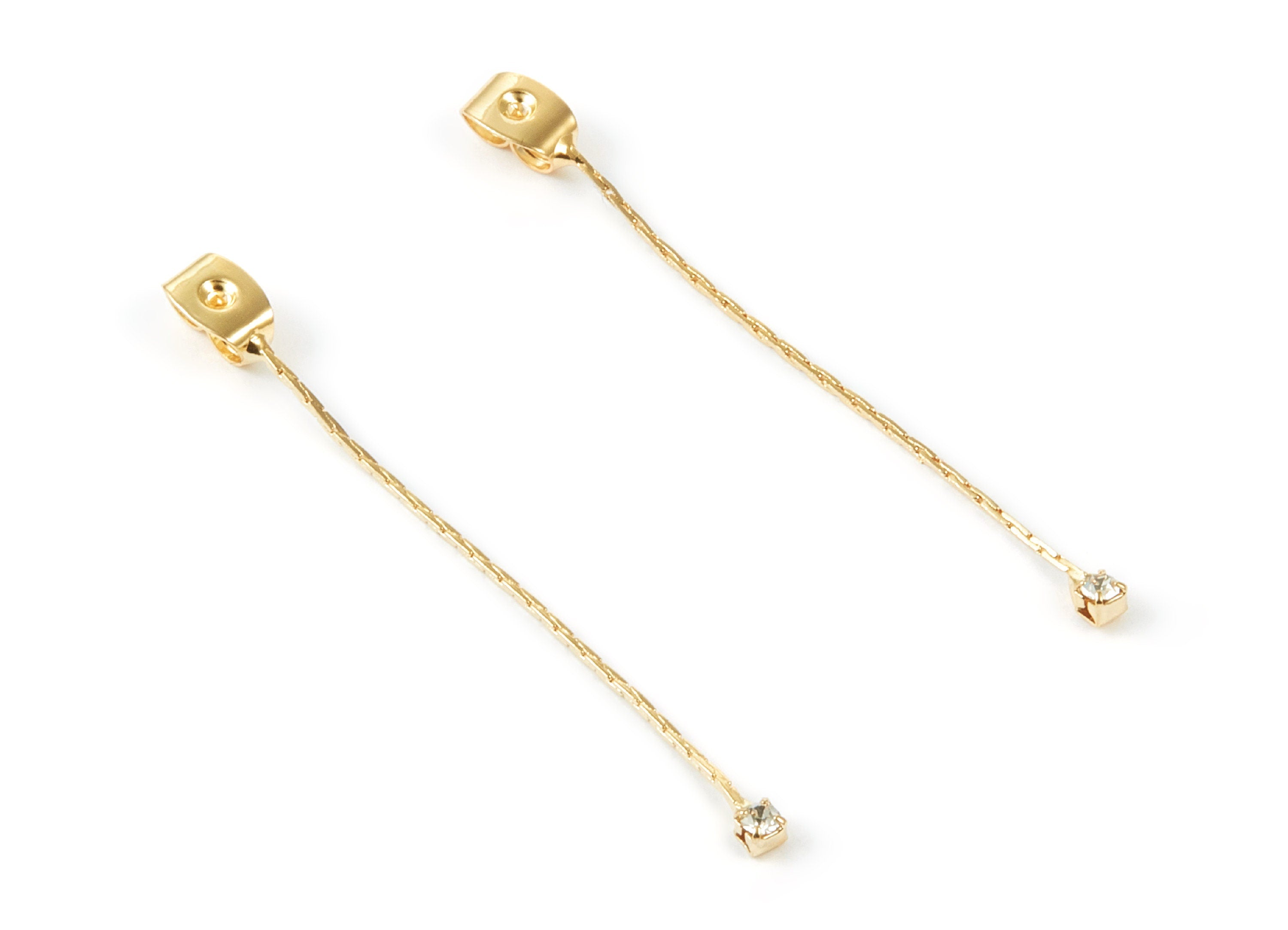 18K Real Gold Plated Earing Back Stopper - Brass Earring Back Stopper With a Snake Chain Inlaid Zircon - 46.5x4.37x3.44mm - RGP1010 - DOMEDBAZAAR
