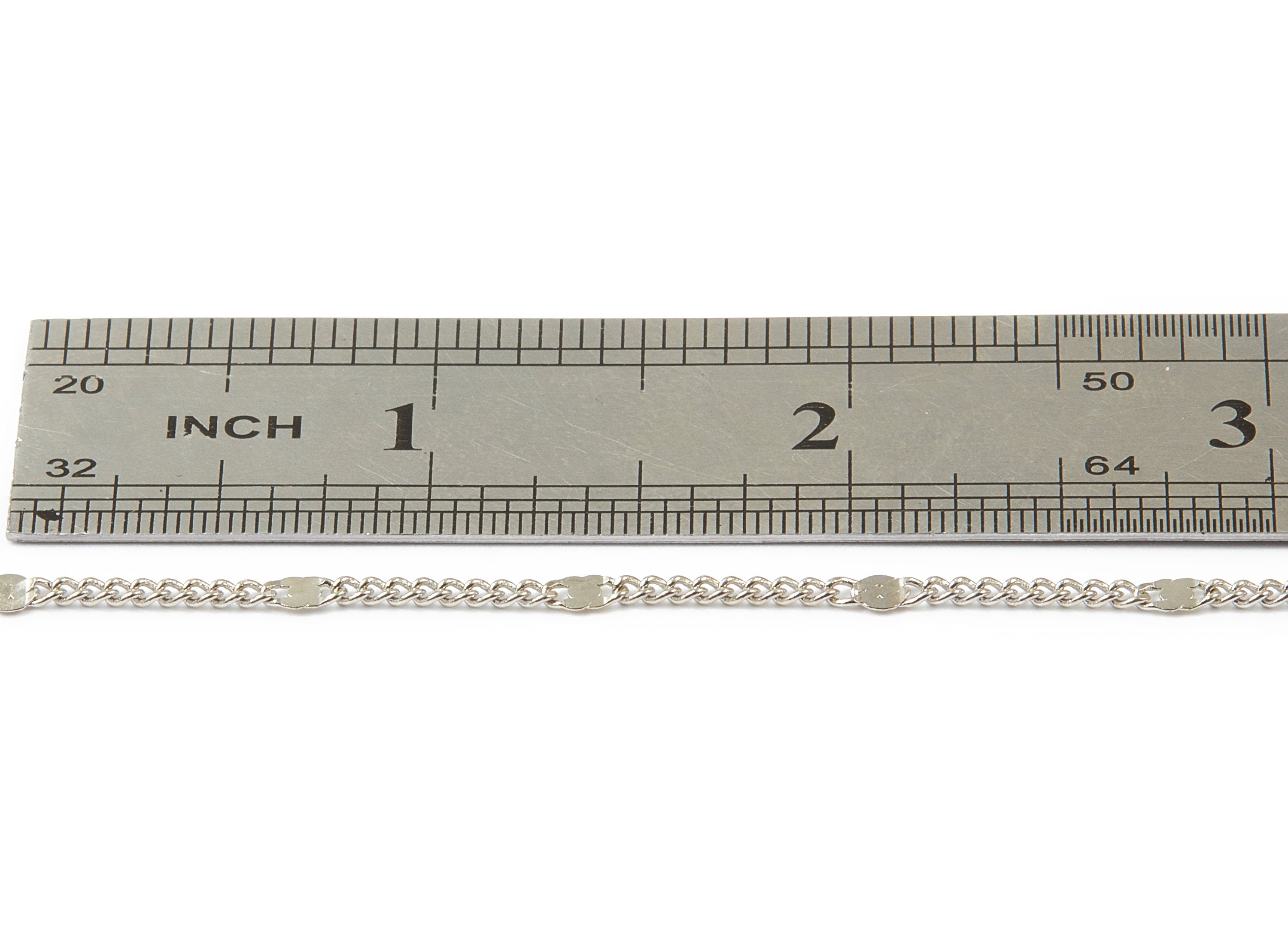 Hammered Satellite Curb Chain - Brass Chain - Silver Tone Plated Chain - Soldered Chain - 0.11&quot; x 0.08&quot; x 0.11&quot; - CC1106S - DOMEDBAZAAR