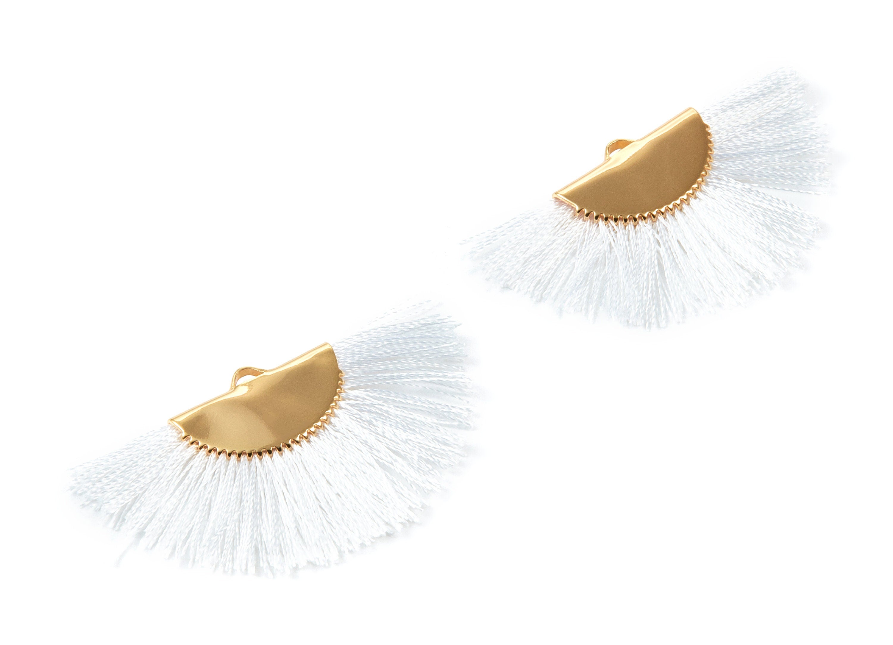 18K Real Gold Plated Brass Earrings - Fringe Tassel On A Brass findings Earrings - Fan Tassel Earring Charms - 45x29x2.8mm - RGP1001F - DOMEDBAZAAR