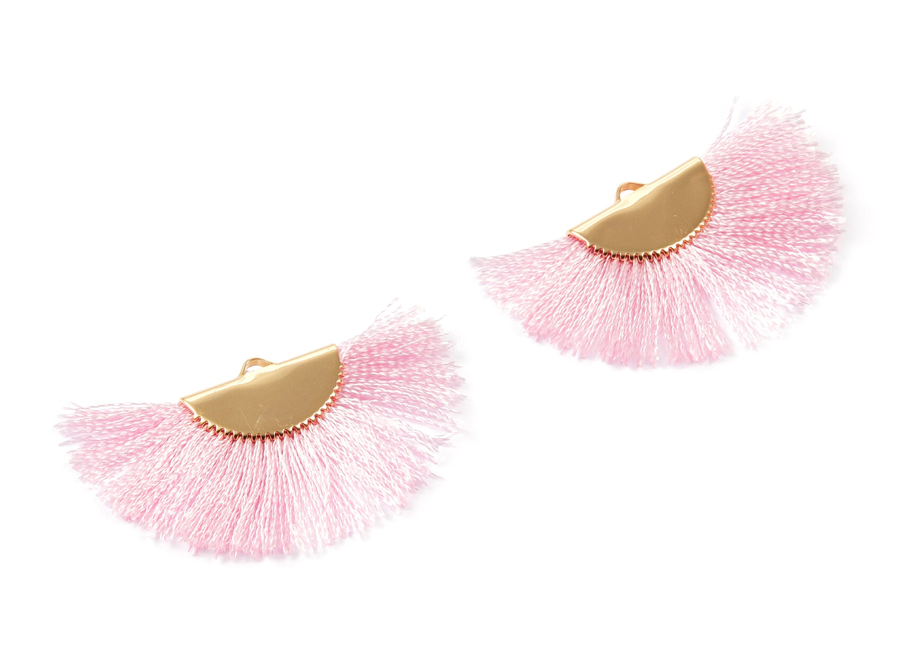 18K Real Gold Plated Brass Earrings - Fringe Tassel On A Brass findings Earrings - Fan Tassel Earring Charms - 45x29x2.8mm - RGP1001D - DOMEDBAZAAR