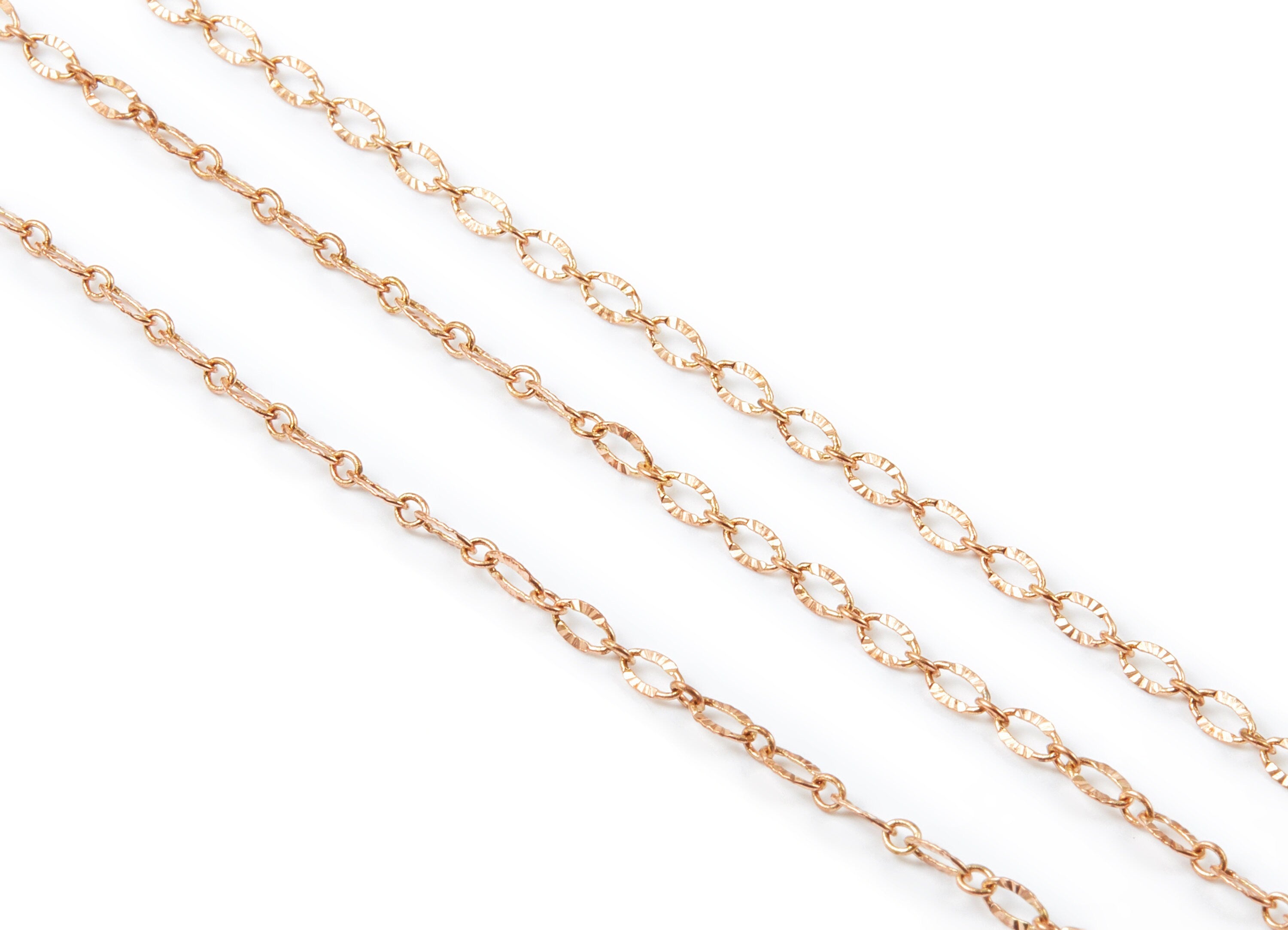Textured Cable Chain - Hammered Chain - Flat Brass Chain - Soldered - 0.19&quot; x 0.10&quot; x 0.01&quot; - Necklace Jewellery Making - CC1094 - DOMEDBAZAAR