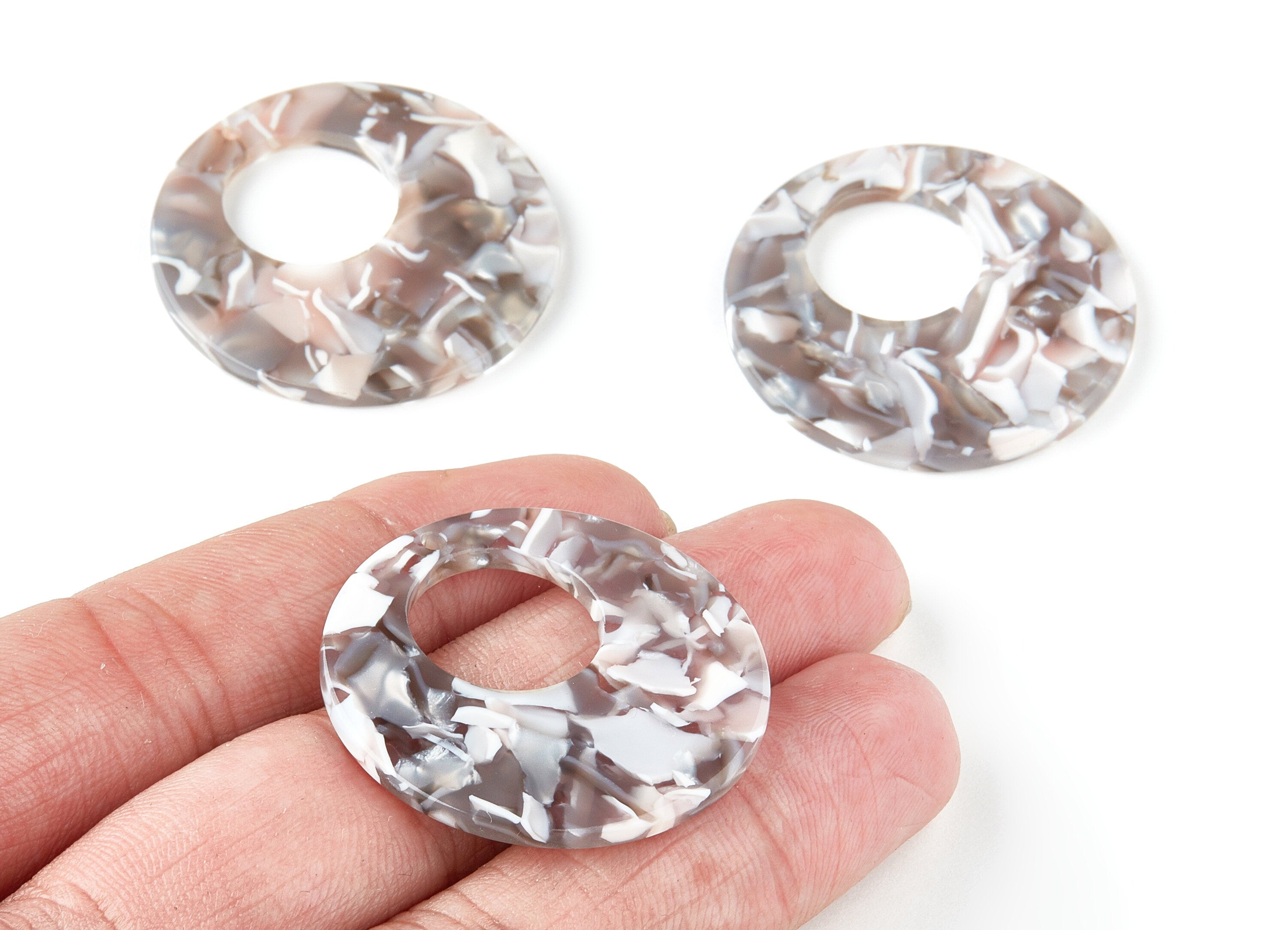 Acetate Circle Charms - Circle Earrings and Pendant - Earring Findings - Jewelry Supplies - Color Code: A20 - 34x2.6mm - AC1005L - DOMEDBAZAAR