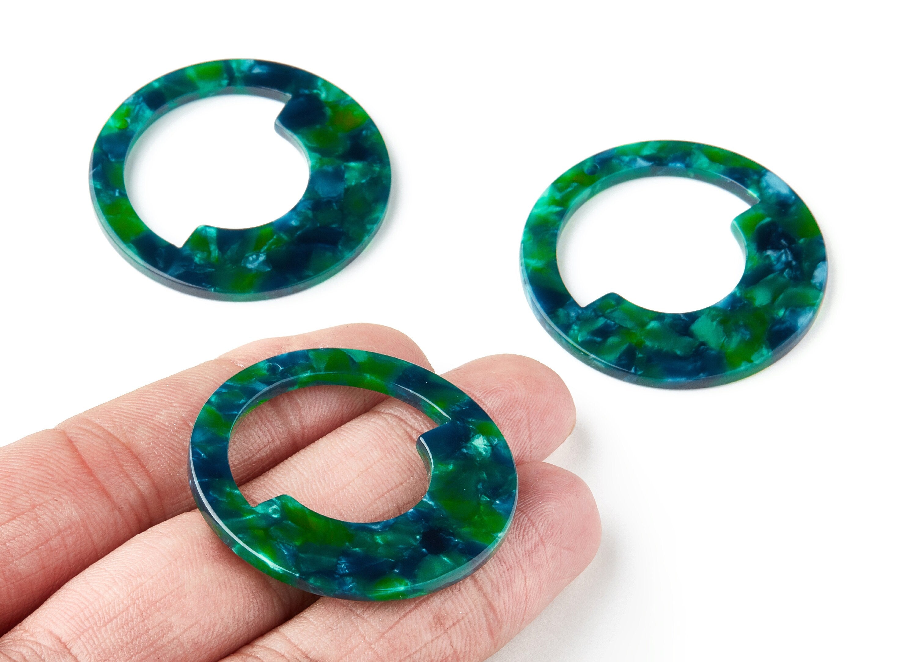 Acetate Acrylic Earring Charms - Circle Shaped Pendant With 1 Hole - Color Code: A13 - Earring Findings - 39.65 x39.65x2.5mm - AC1339C - DOMEDBAZAAR