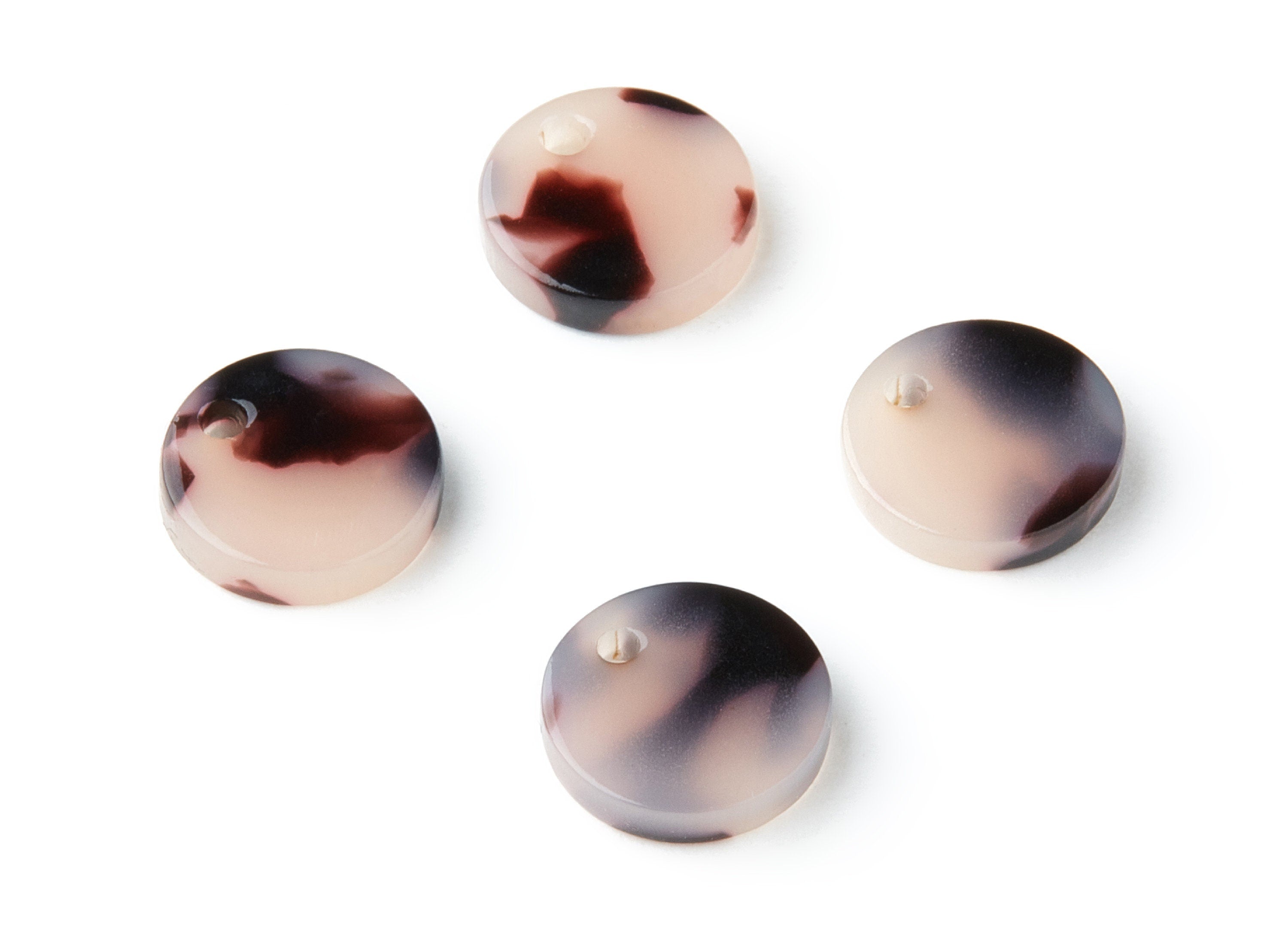 Acetate Acrylic Earring Charms - Round Acetate Pendant With 1 Hole - Color Code: A06 - Earring Findings - 11.82x11.82x2.6mm - AC1161-A06 - DOMEDBAZAAR
