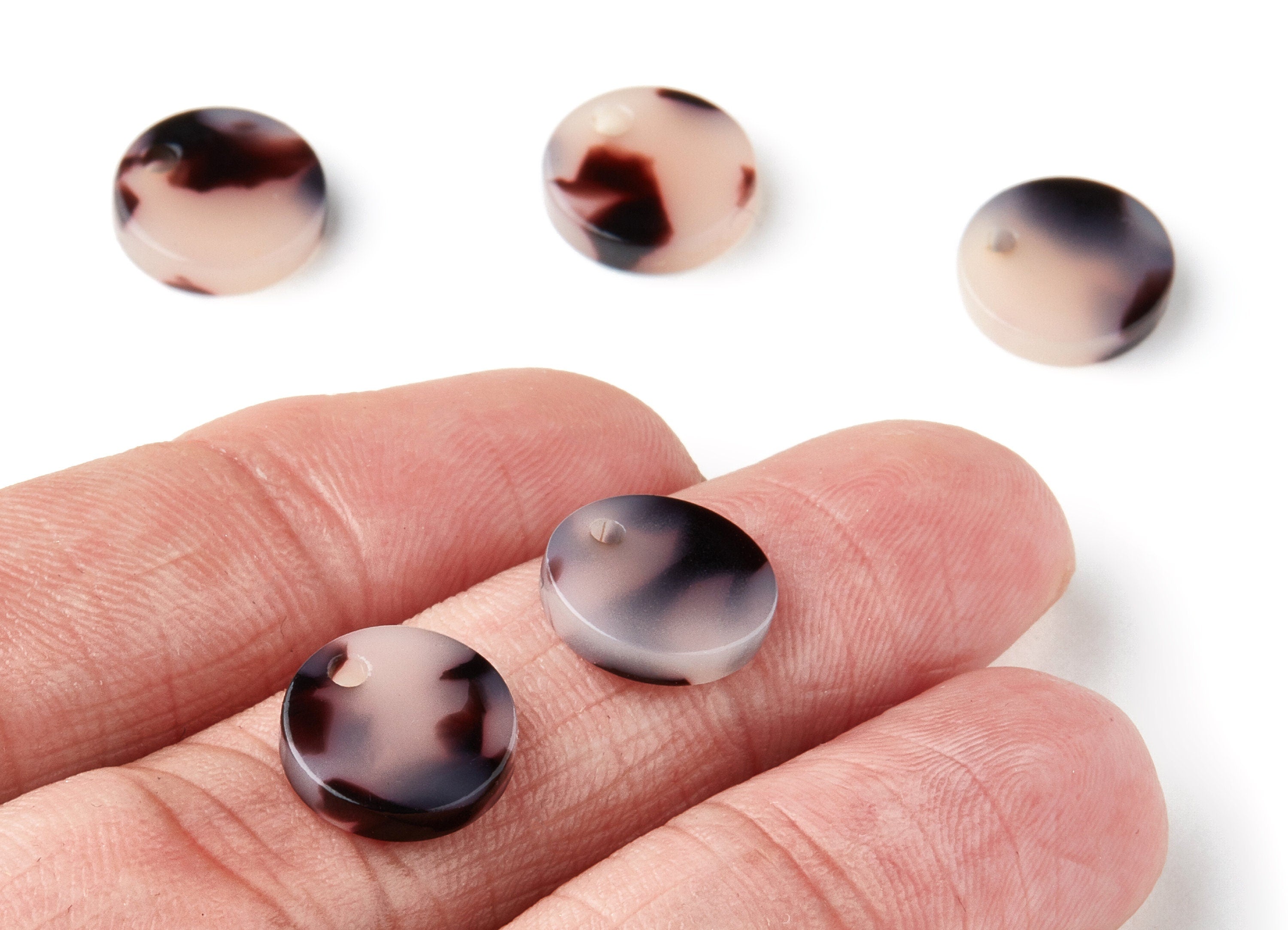 Acetate Acrylic Earring Charms - Round Acetate Pendant With 1 Hole - Color Code: A06 - Earring Findings - 11.82x11.82x2.6mm - AC1161-A06 - DOMEDBAZAAR