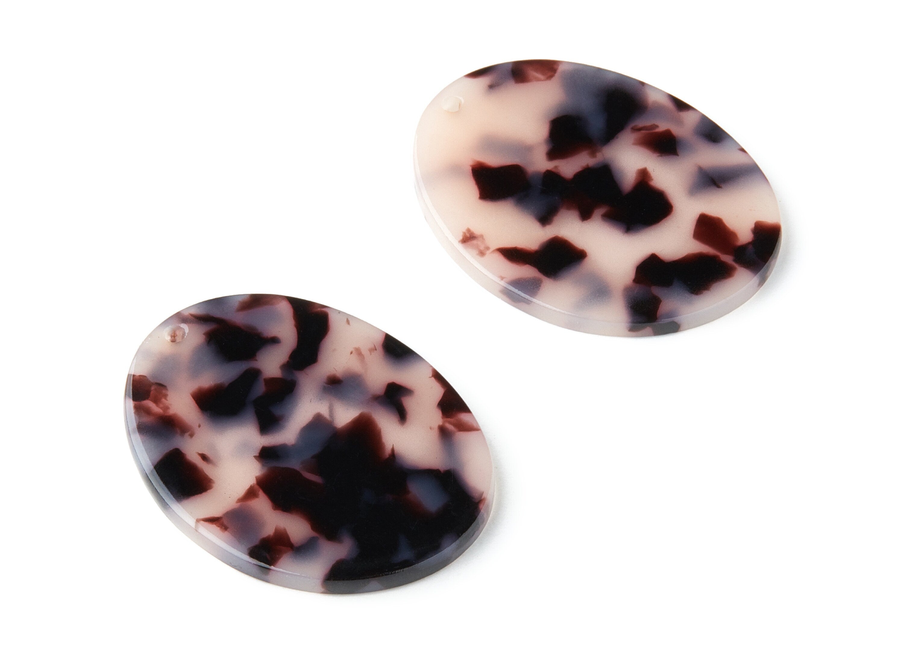 Acetate Acrylic Earring Charms - Blonde Tortoise Shell Earrings - Oval Shaped Pendant - Color Code: A06 - 39.73x30.4x2.65mm - AC1216B - DOMEDBAZAAR