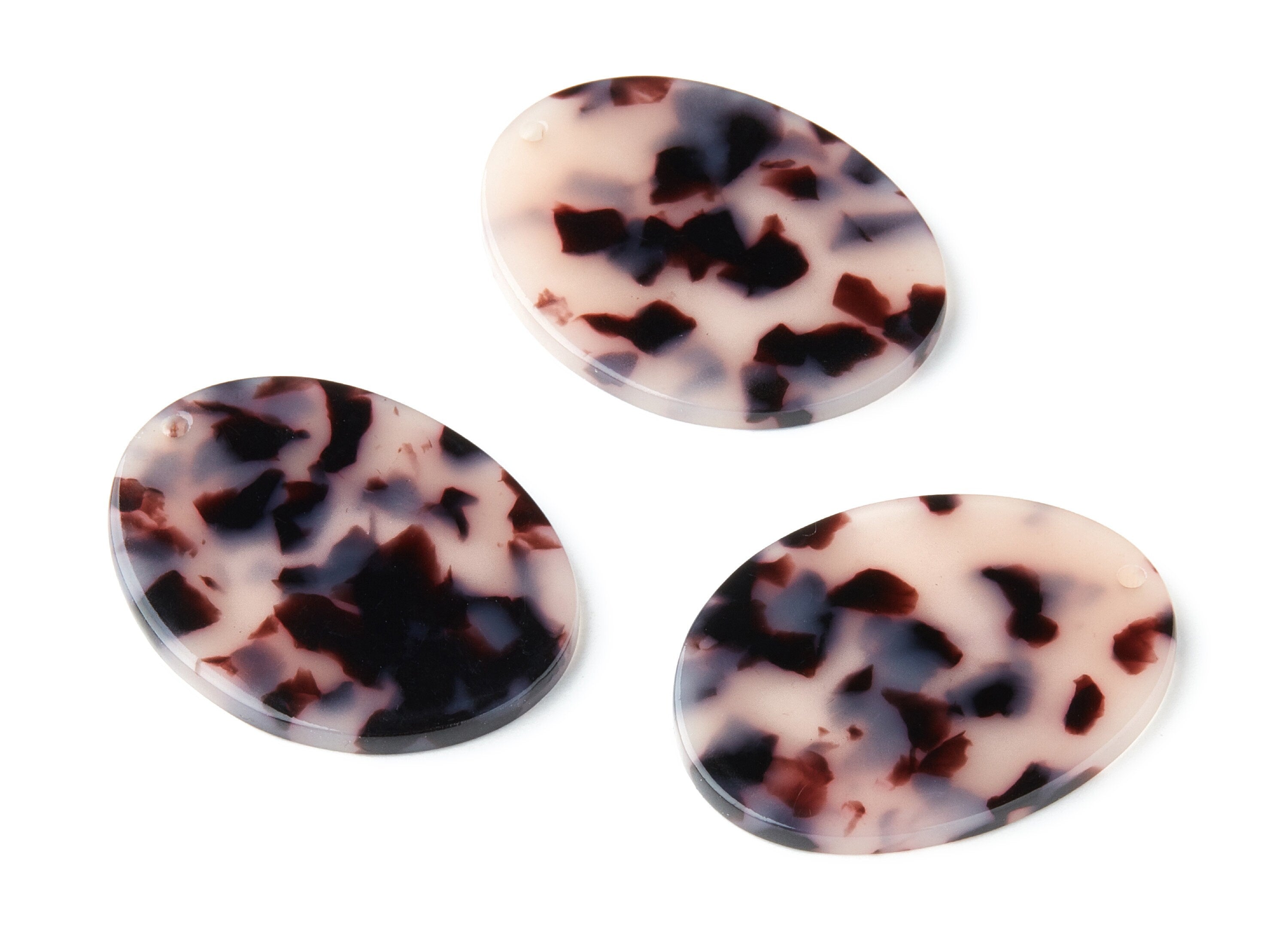 Acetate Acrylic Earring Charms - Blonde Tortoise Shell Earrings - Oval Shaped Pendant - Color Code: A06 - 39.73x30.4x2.65mm - AC1216B - DOMEDBAZAAR