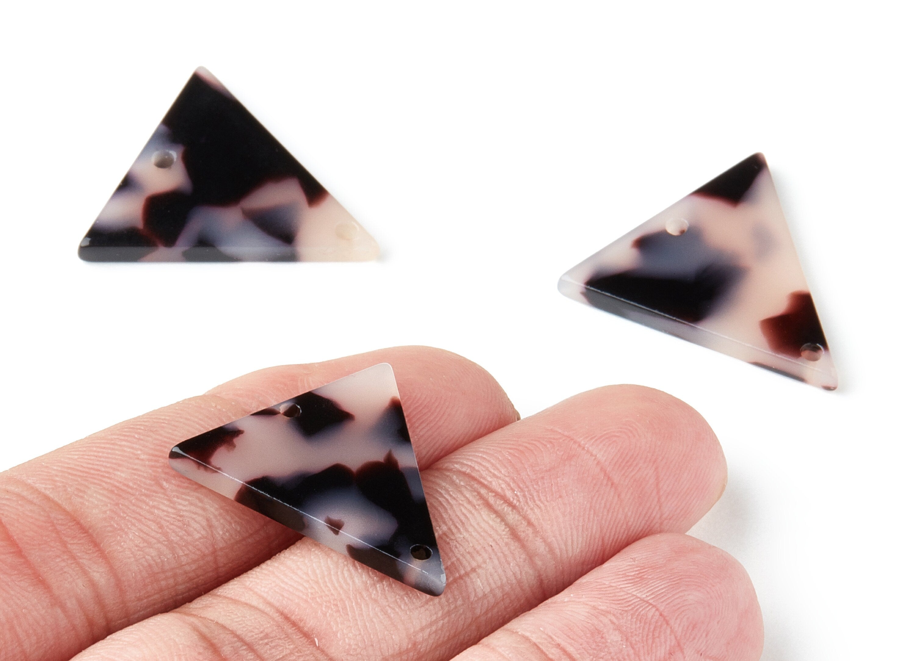 Acetate Earring Charms - Blonde Acetate Acrylic Pendant With 2 Holes - Triangle Shaped - Color Code:A06 - 24x23.86x2.6mm - AC1317B - DOMEDBAZAAR