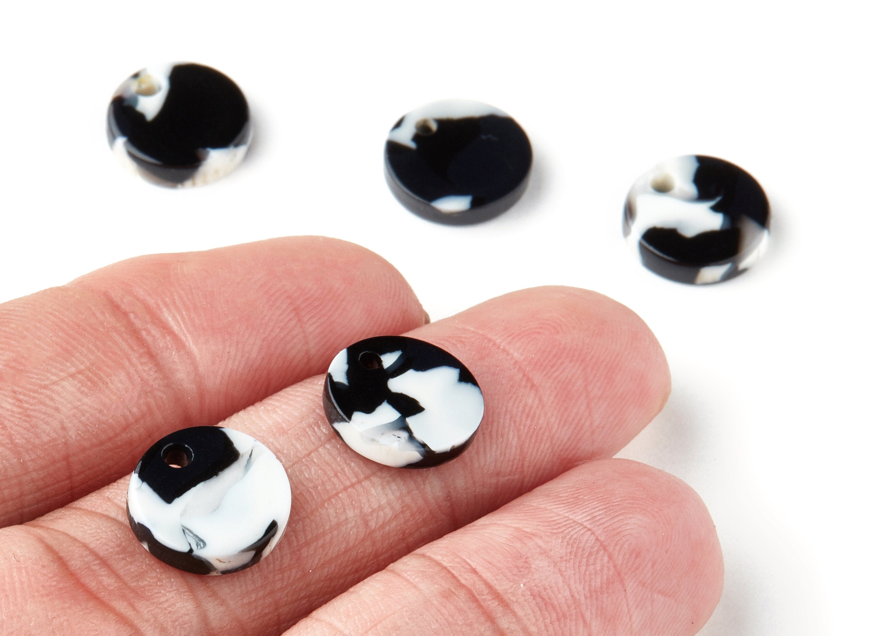 Acetate Acrylic Earring Charms - Round Acetate Earrings With 1 Hole - Color Code: A17 - Earring Findings - 11.82x11.82x2.6mm - AC1161-A17 - DOMEDBAZAAR