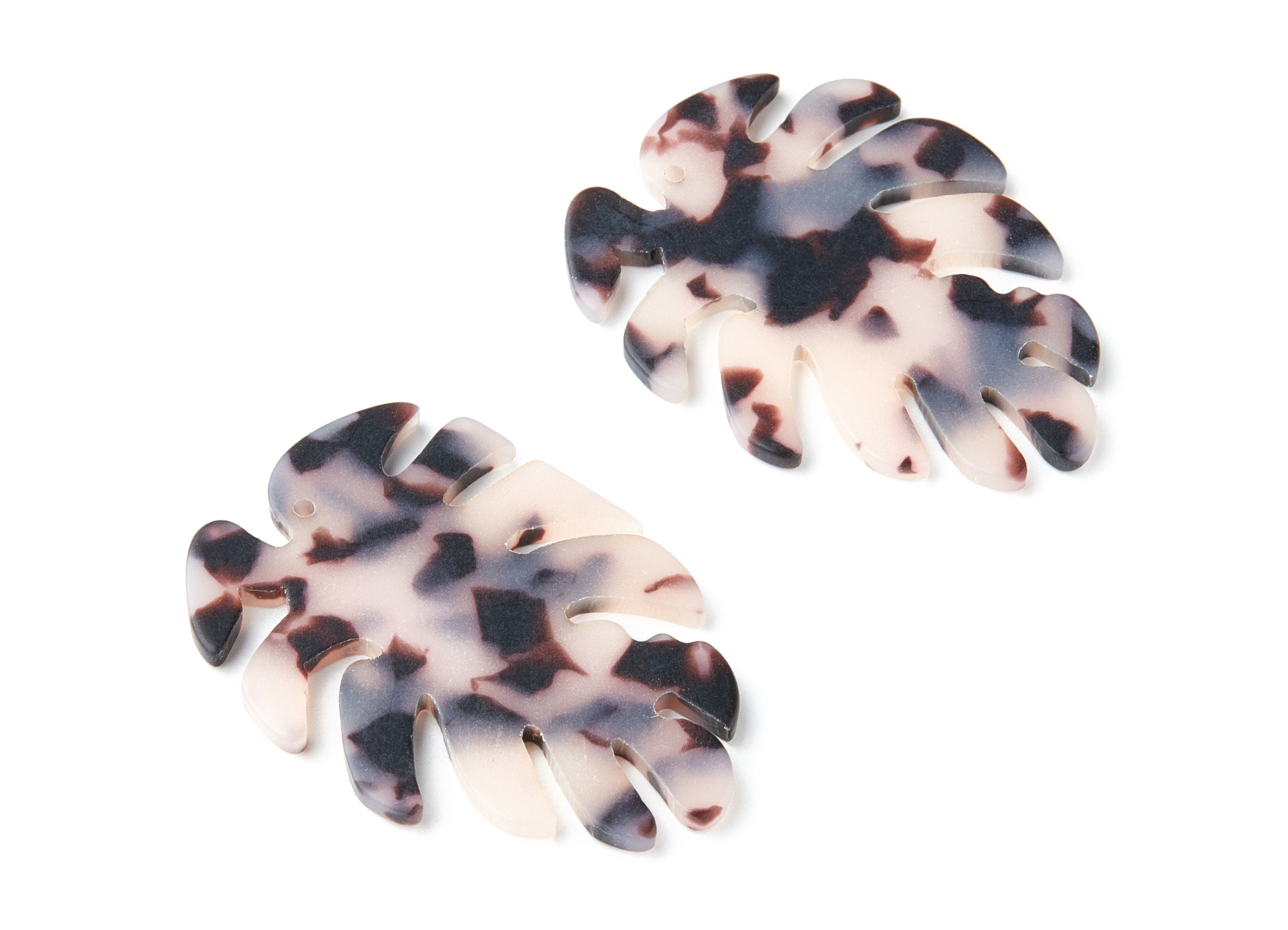 Acetate acrylic Earring Charms - Matte Blonde Tortoise Shell Earrings - Leaf Shaped Pendant - Color Code: A09 - 45.15x38x2.38mm - AC1199M - DOMEDBAZAAR