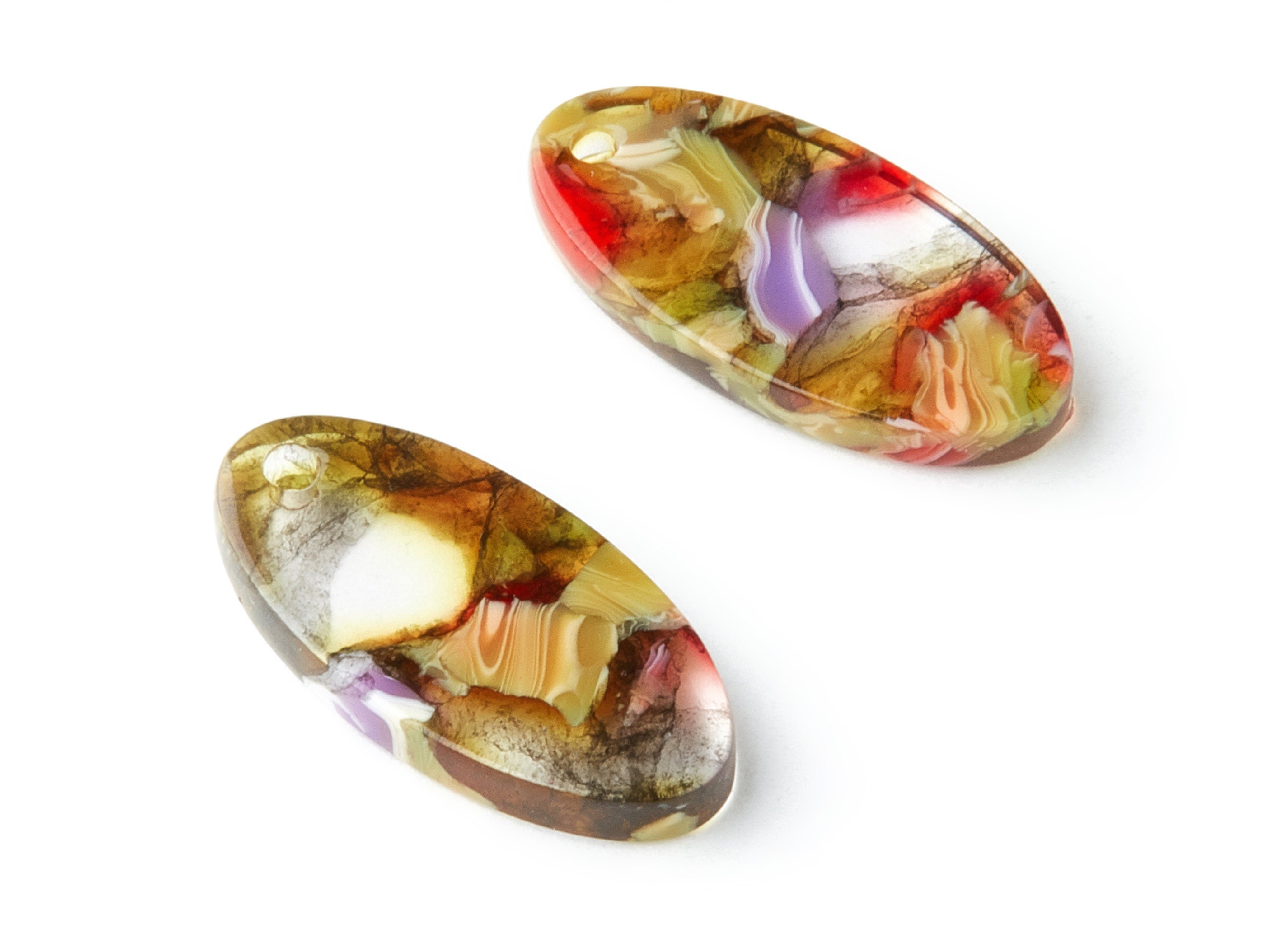 Acetate Oval Earring Charms - Acrylic Oval - Earring Findings - Jewelry Supplies - Color Code: A19 - 21.72x10.82x2.6mm - AC1396A - DOMEDBAZAAR