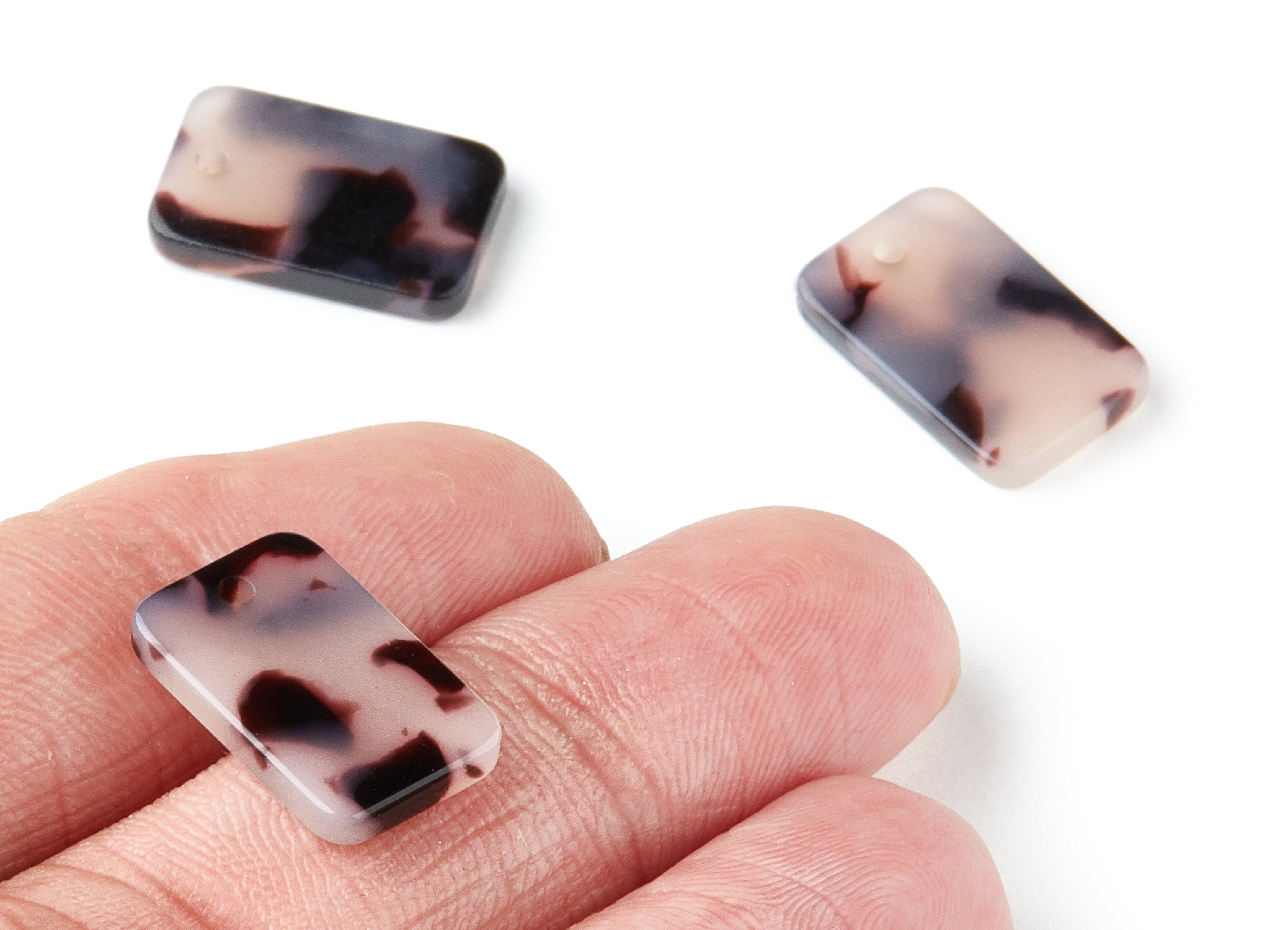 Acetate Acrylic Earring Charms - Blonde Tortoise Shell Earrings - Rectangle Pendant - Color Code: A06 - 16.9x10.9x2.7mm - AC1143H - DOMEDBAZAAR