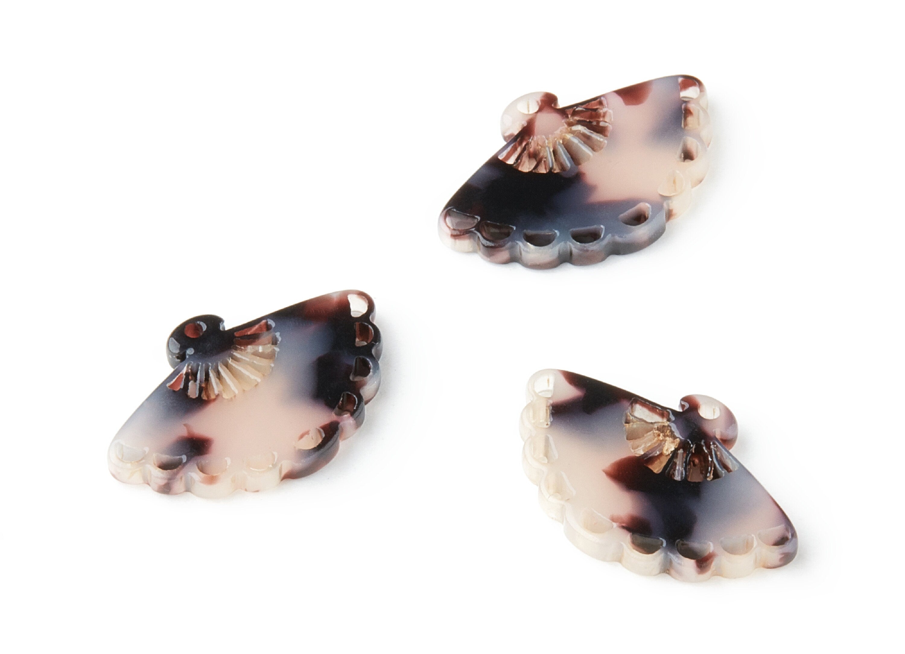 Acetate Fan Charms - Blonde Tortoise Shell Earrings - Fan Earrings & Pendant - Color Code: A06 - 16.5x24.1x2.46mm - AC1063B - DOMEDBAZAAR