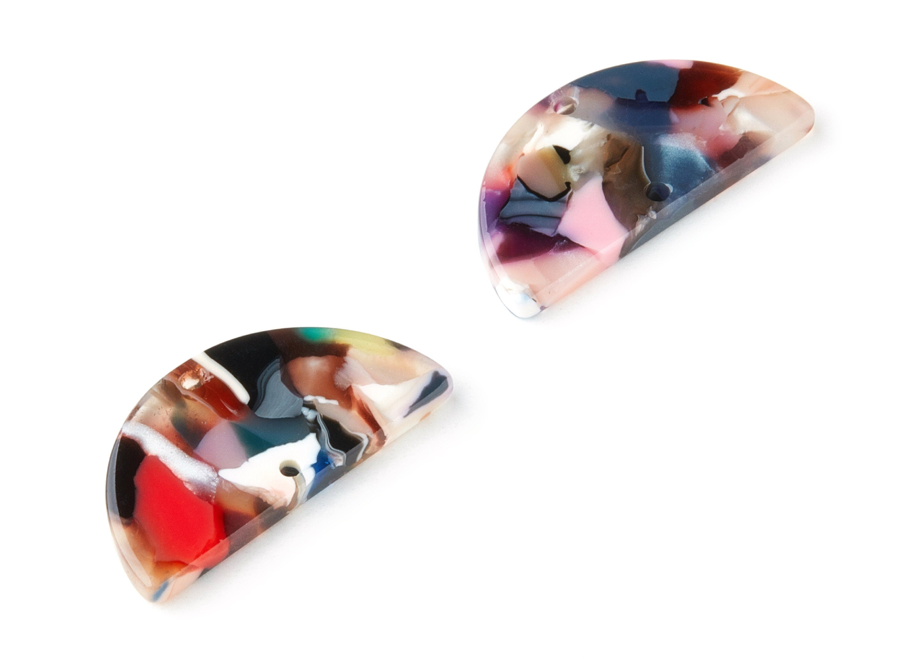 Acetate Semicircle Connectors Charms - 2 Holes - Semicircle Earrings - Earring Findings - Color Code: A58 - 30x15x2.5mm - AC1061-A58 - DOMEDBAZAAR