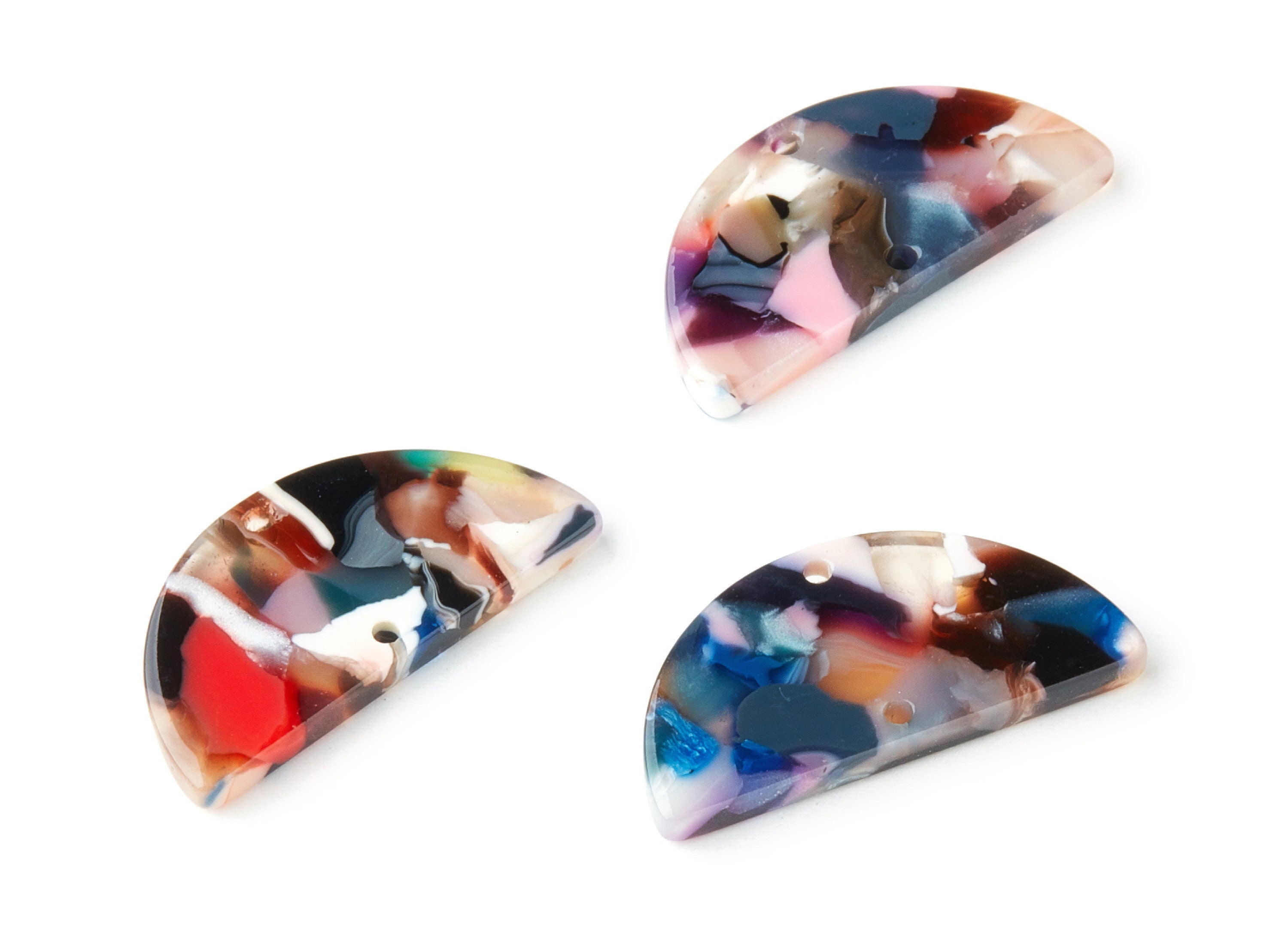 Acetate Semicircle Connectors Charms - 2 Holes - Semicircle Earrings - Earring Findings - Color Code: A58 - 30x15x2.5mm - AC1061-A58 - DOMEDBAZAAR