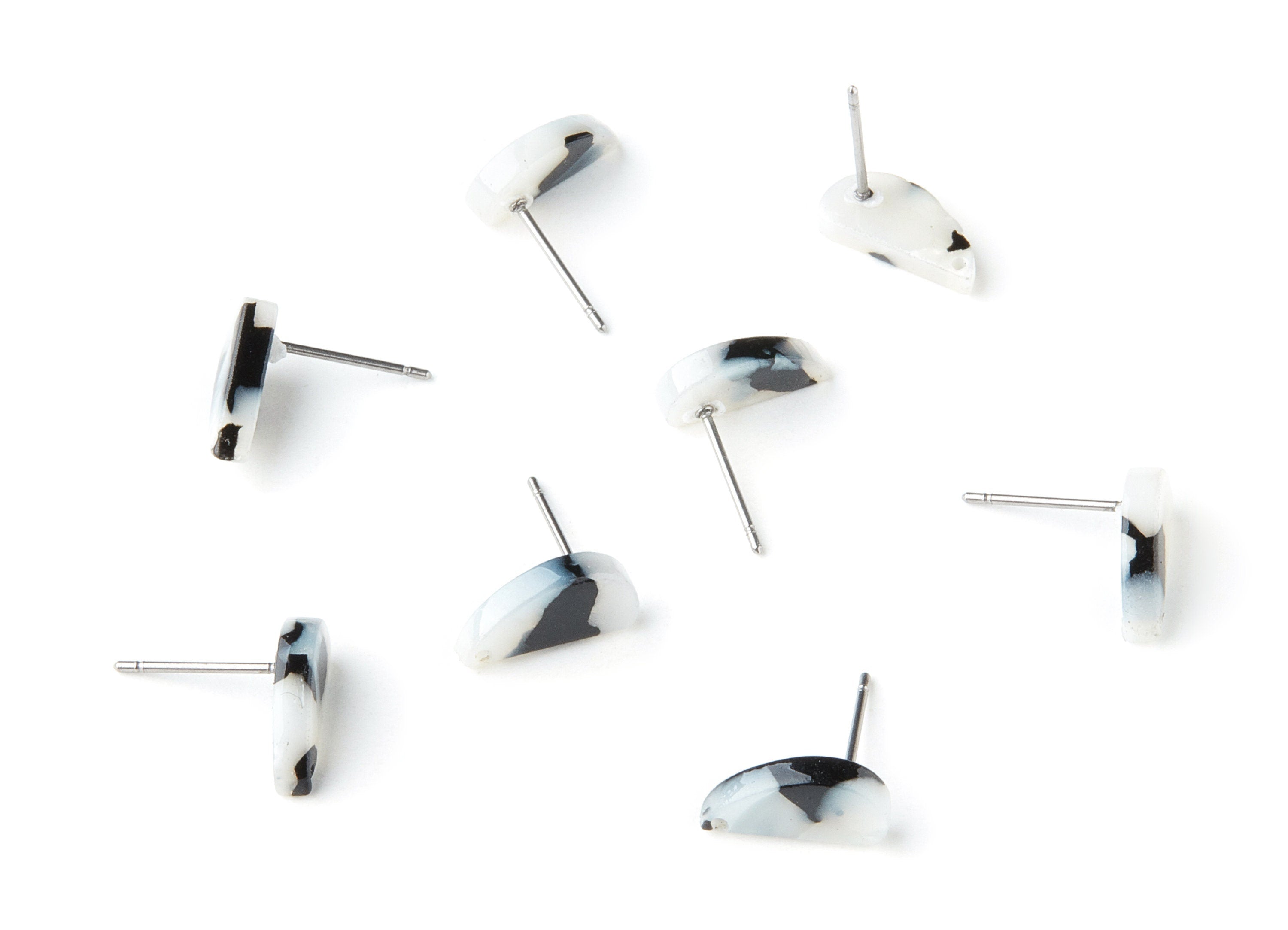 Acetate Acrylic Steel Charms - Post Charm - Tortoise Shell Earring - Half Drop Shaped Earrings - Color Code: A15 - 12.64x6.1x2.8mm - AC1228J - DOMEDBAZAAR