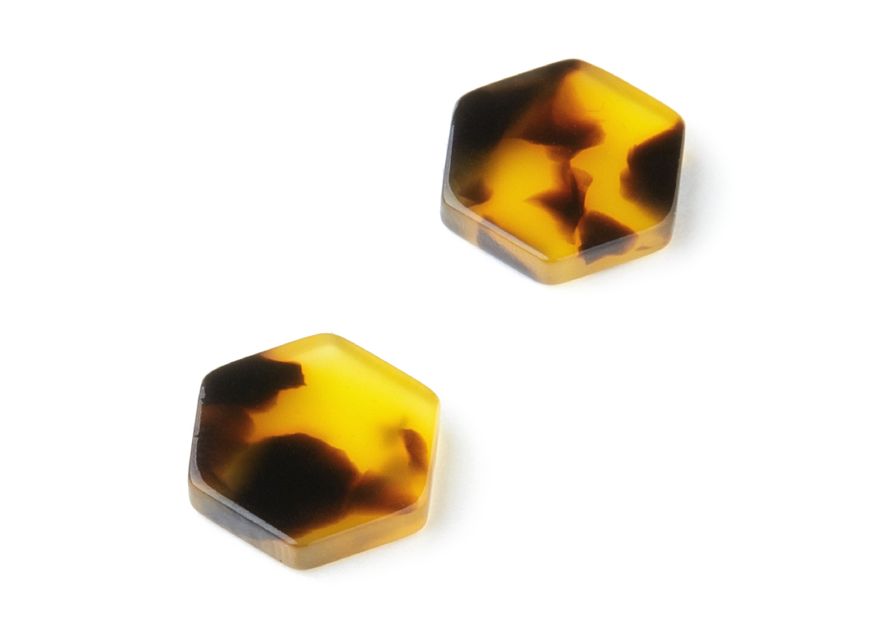 Acetate Acrylic Earring Charms - Tortoise Shell Pendants - Hexagon Shaped Earrings - Color Code: A02 - 12.29x11x2.53mm - AC1418C - DOMEDBAZAAR