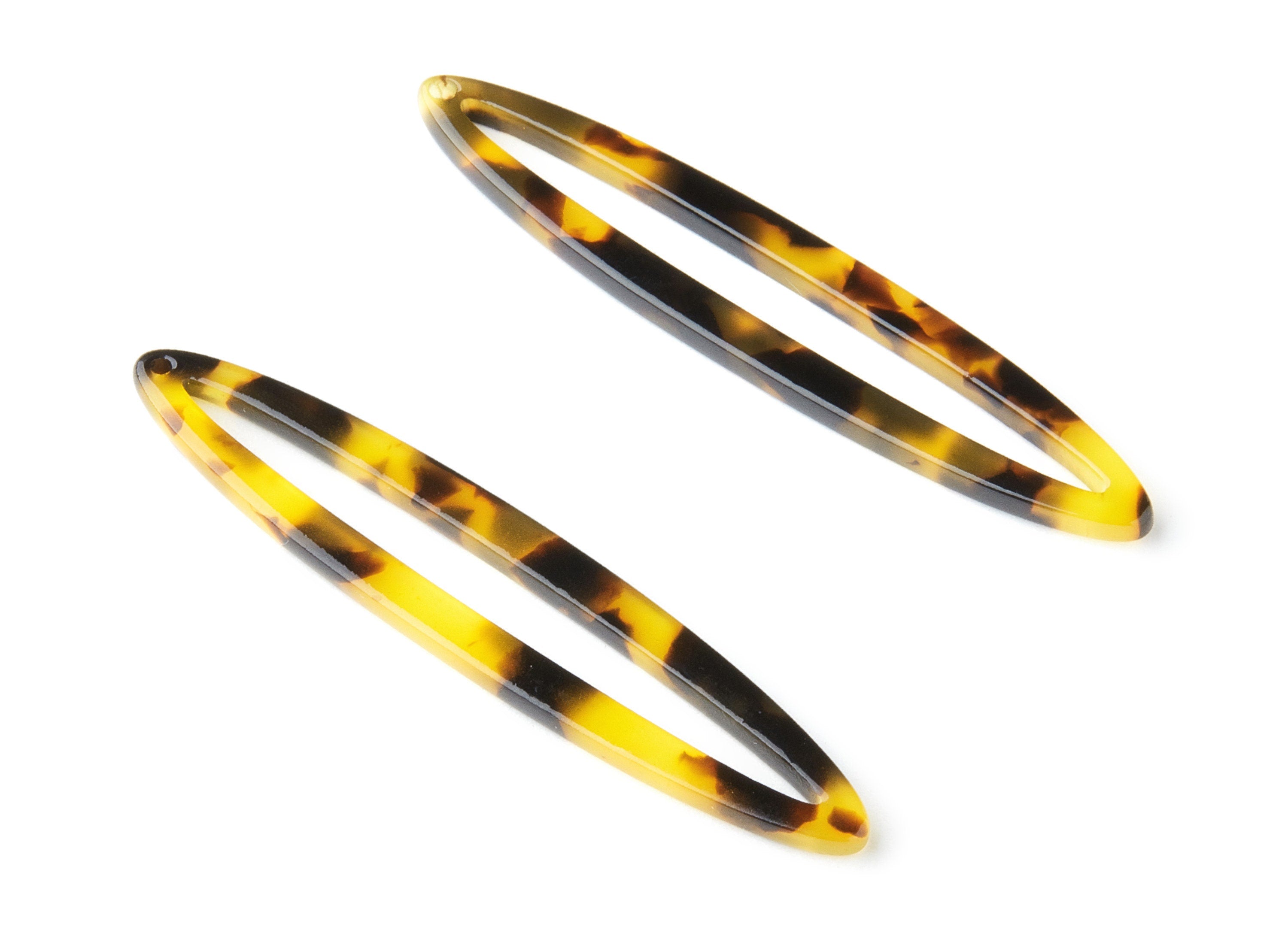Acetate Acrylic Earring Charms - Tortoise Shell Pendant - Geometric Earring - Jewelry Supplies - Color Code: A01 - 59.3x11.9x2.5mm - AC1414A - DOMEDBAZAAR