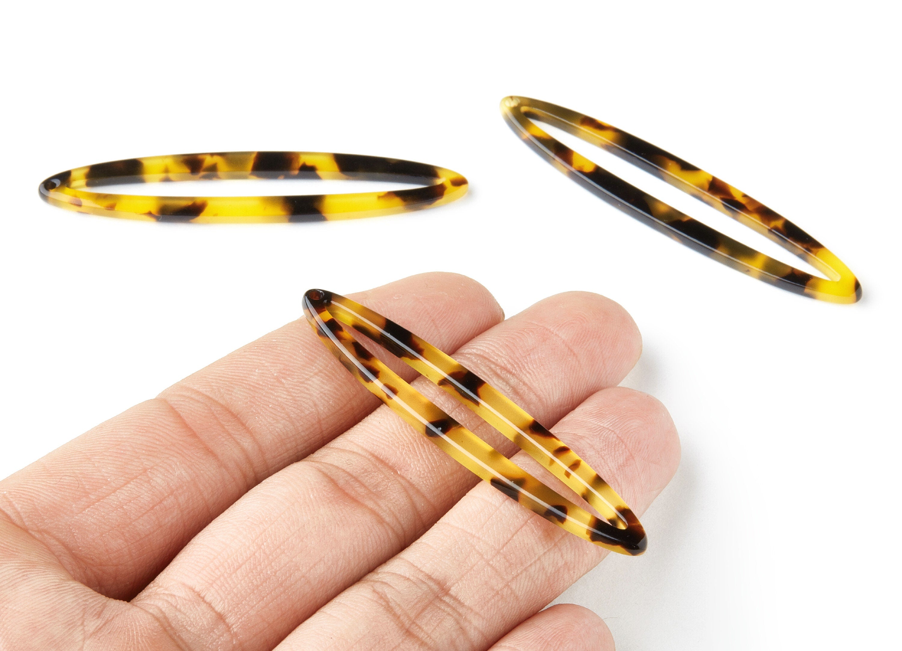 Acetate Acrylic Earring Charms - Tortoise Shell Pendant - Geometric Earring - Jewelry Supplies - Color Code: A01 - 59.3x11.9x2.5mm - AC1414A - DOMEDBAZAAR