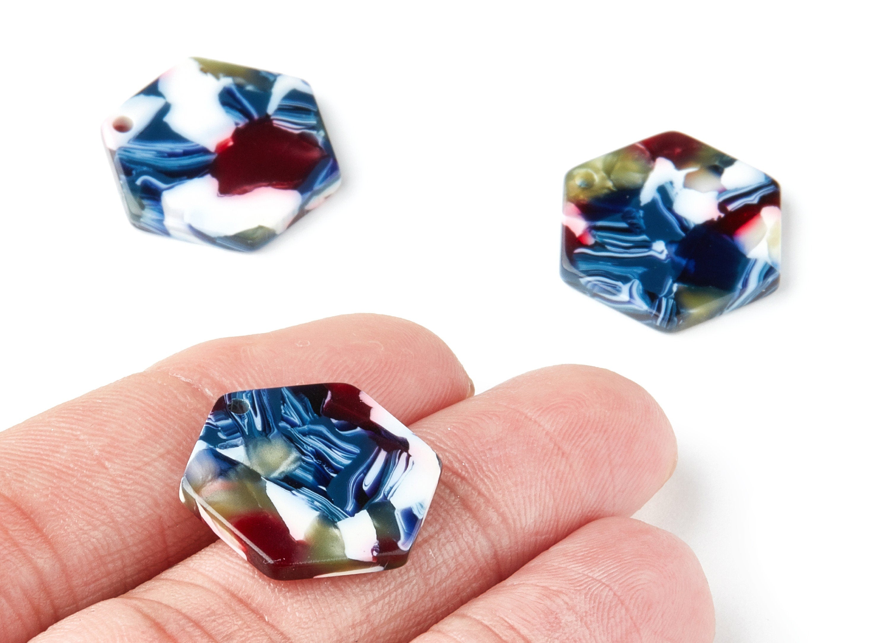 Acetate Hexagon Earring Charms - Acrylic Hexagon Pendant - Earring Findings - Jewelry Supplies - Color Code: A19 - 21.55x19x2.6mm - AC1188D - DOMEDBAZAAR