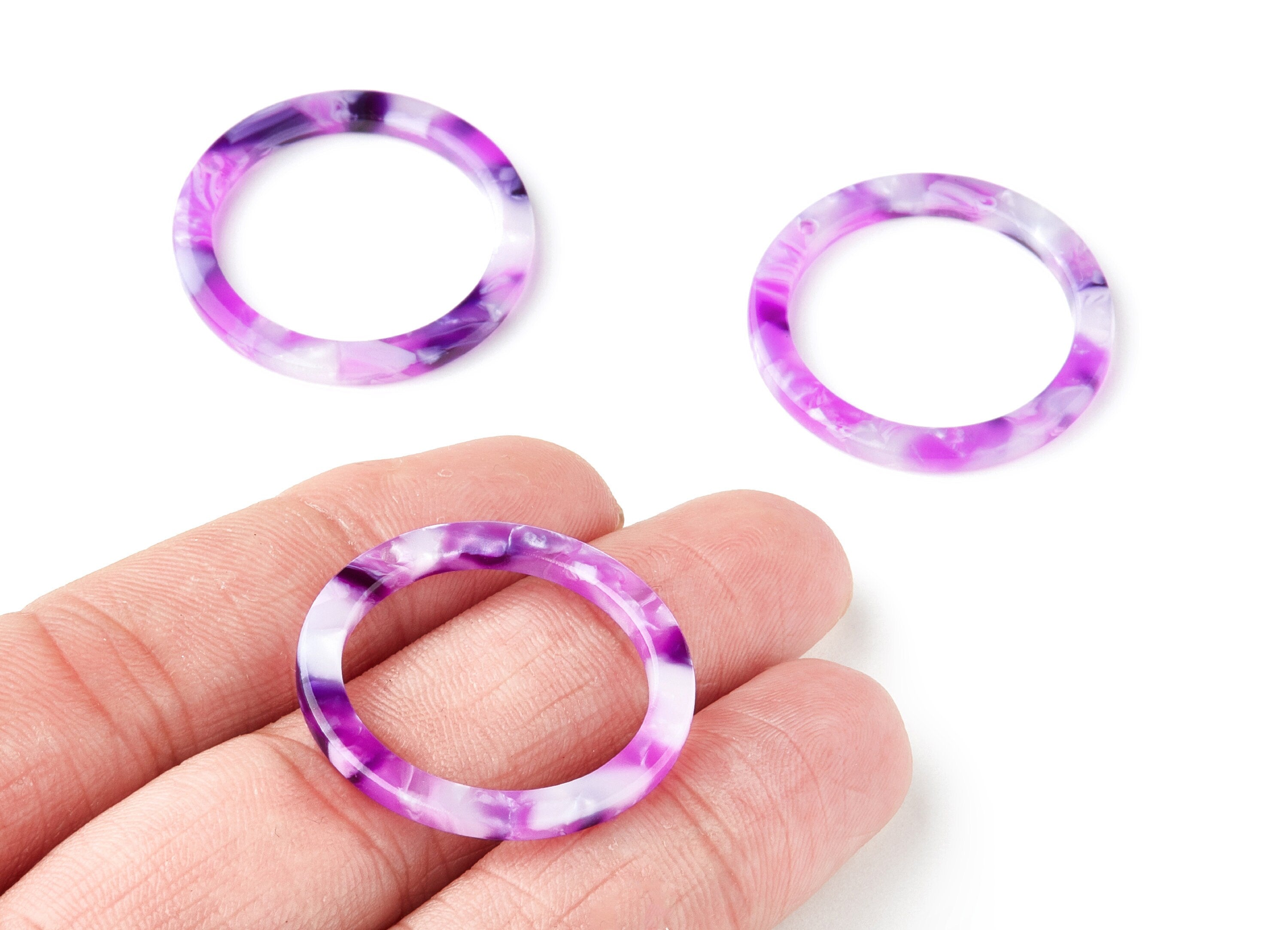 Acetate Circle Earring Charms - Circle Shaped Pendant - Earring Findings - Jewelry Supplies - Color Code: A224 - 29.8x29.8x2.52mm - AC1119J - DOMEDBAZAAR