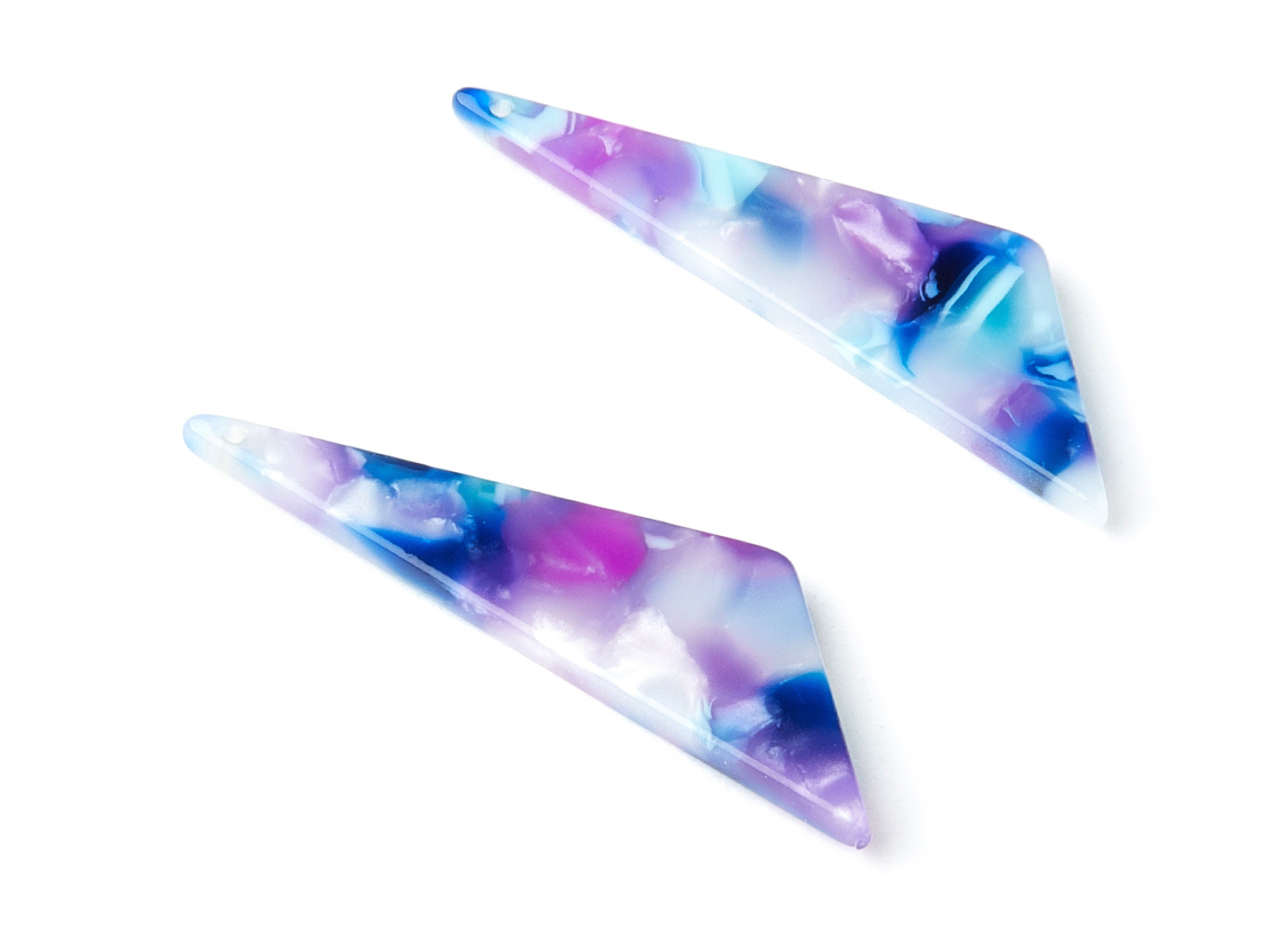 Acetate Acrylic Earring Charms - Triangle Shaped Acetate Acrylic Pendant - 1 Hole - Color Code:A197 - 40x11.44x2.68mm - AC1162D - DOMEDBAZAAR
