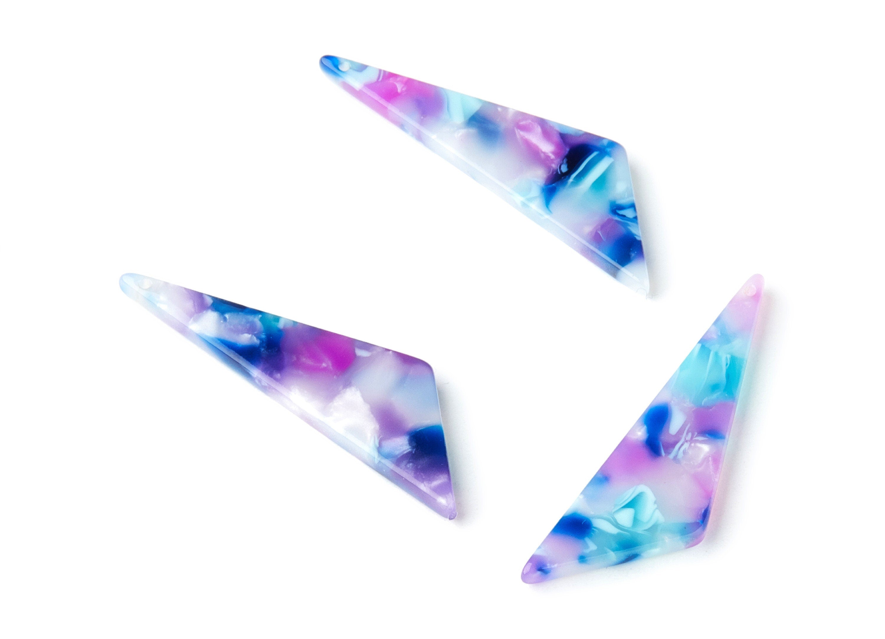 Acetate Acrylic Earring Charms - Triangle Shaped Acetate Acrylic Pendant - 1 Hole - Color Code:A197 - 40x11.44x2.68mm - AC1162D - DOMEDBAZAAR