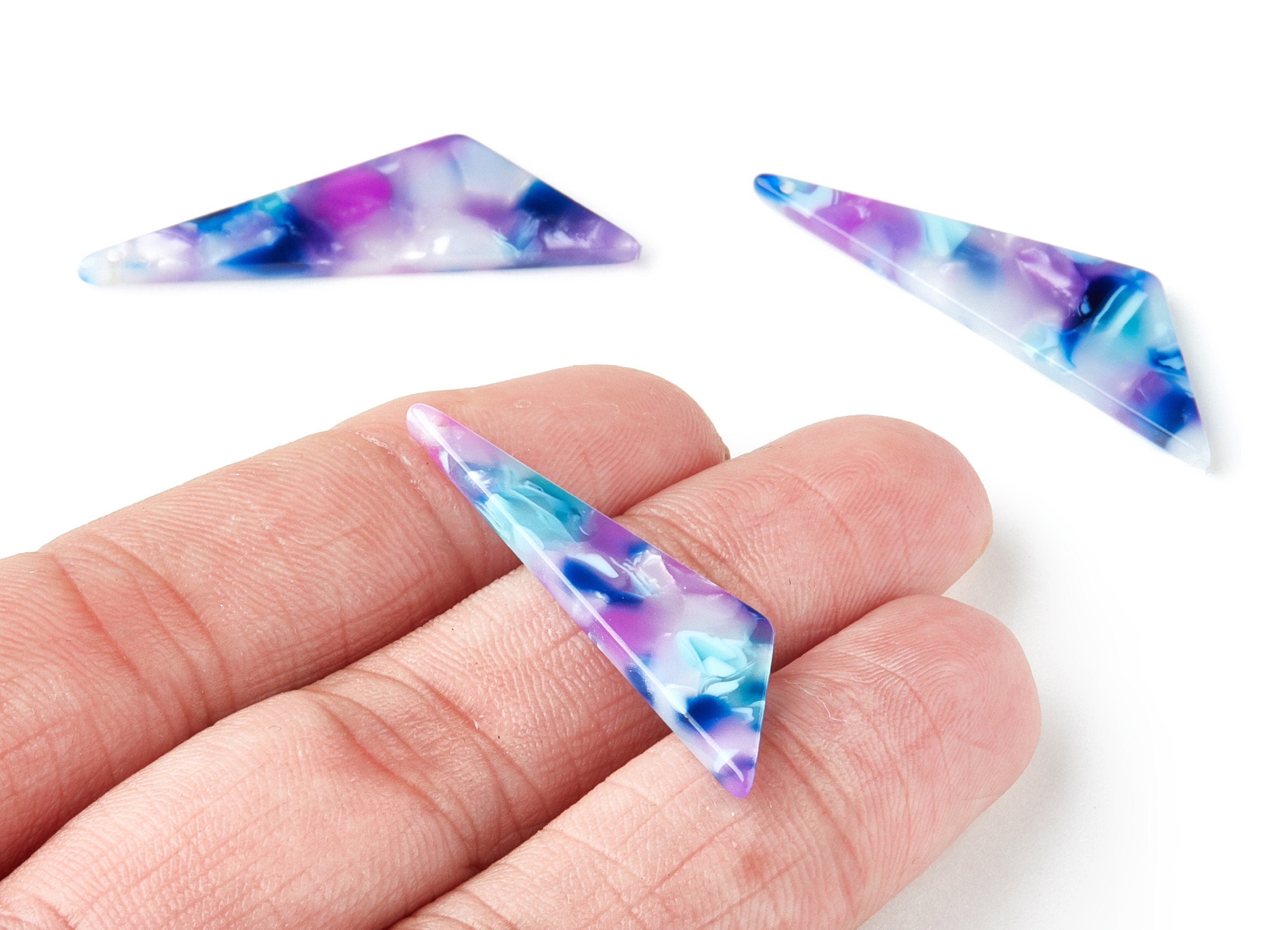 Acetate Acrylic Earring Charms - Triangle Shaped Acetate Acrylic Pendant - 1 Hole - Color Code:A197 - 40x11.44x2.68mm - AC1162D - DOMEDBAZAAR