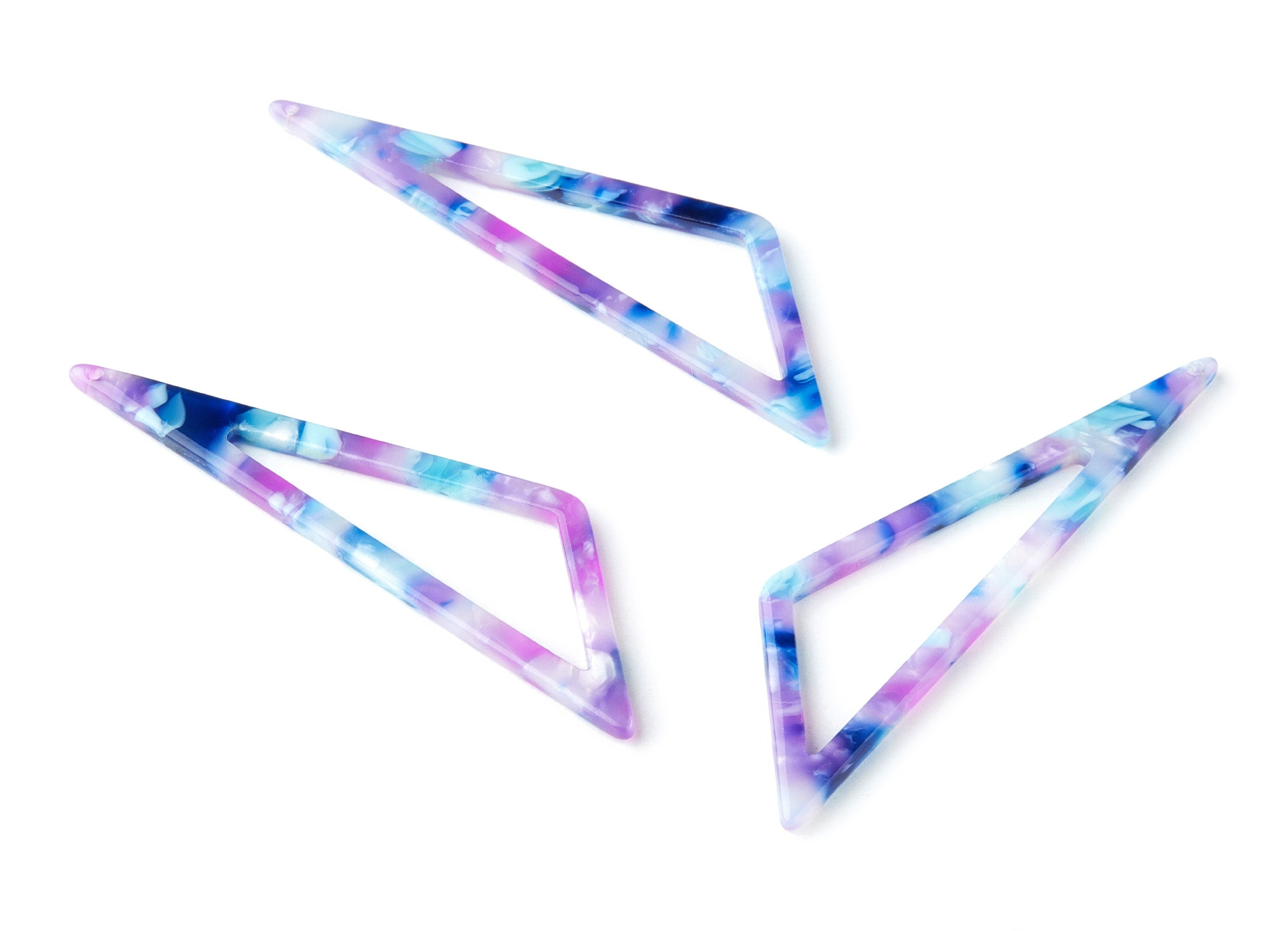 Acetate Acrylic Earring Charms - Triangle Shaped Acetate Acrylic Pendant - 1 Hole - Color Code:A197 - 64.5x18x2.5mm - AC1040G - DOMEDBAZAAR