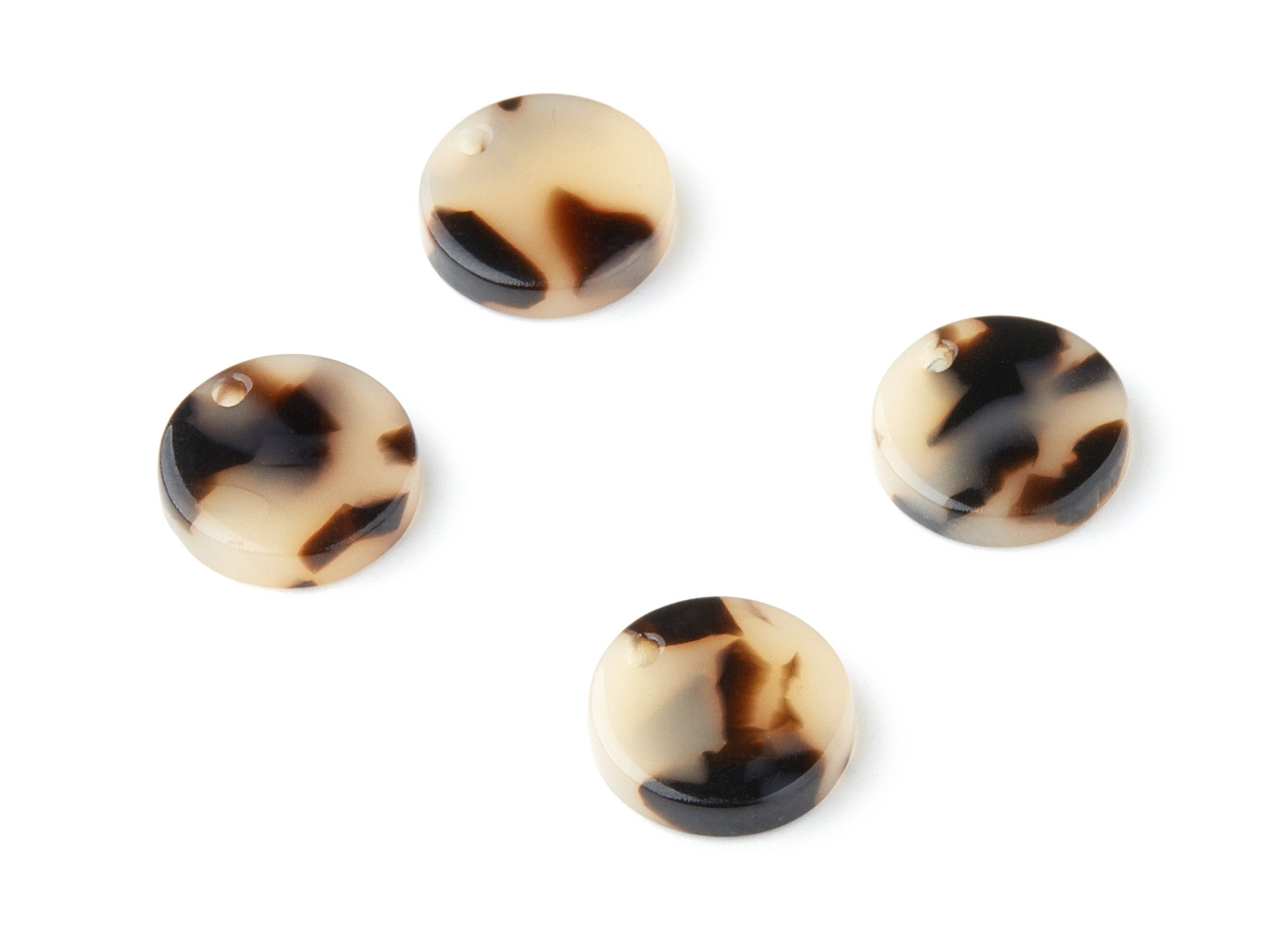 Acetate Earring Charms - Blonde Tortoise Shell Earrings - Round Circle Shaped - Color Code:A07 - 11.81x11.81x2.58mm - AC1161E - DOMEDBAZAAR