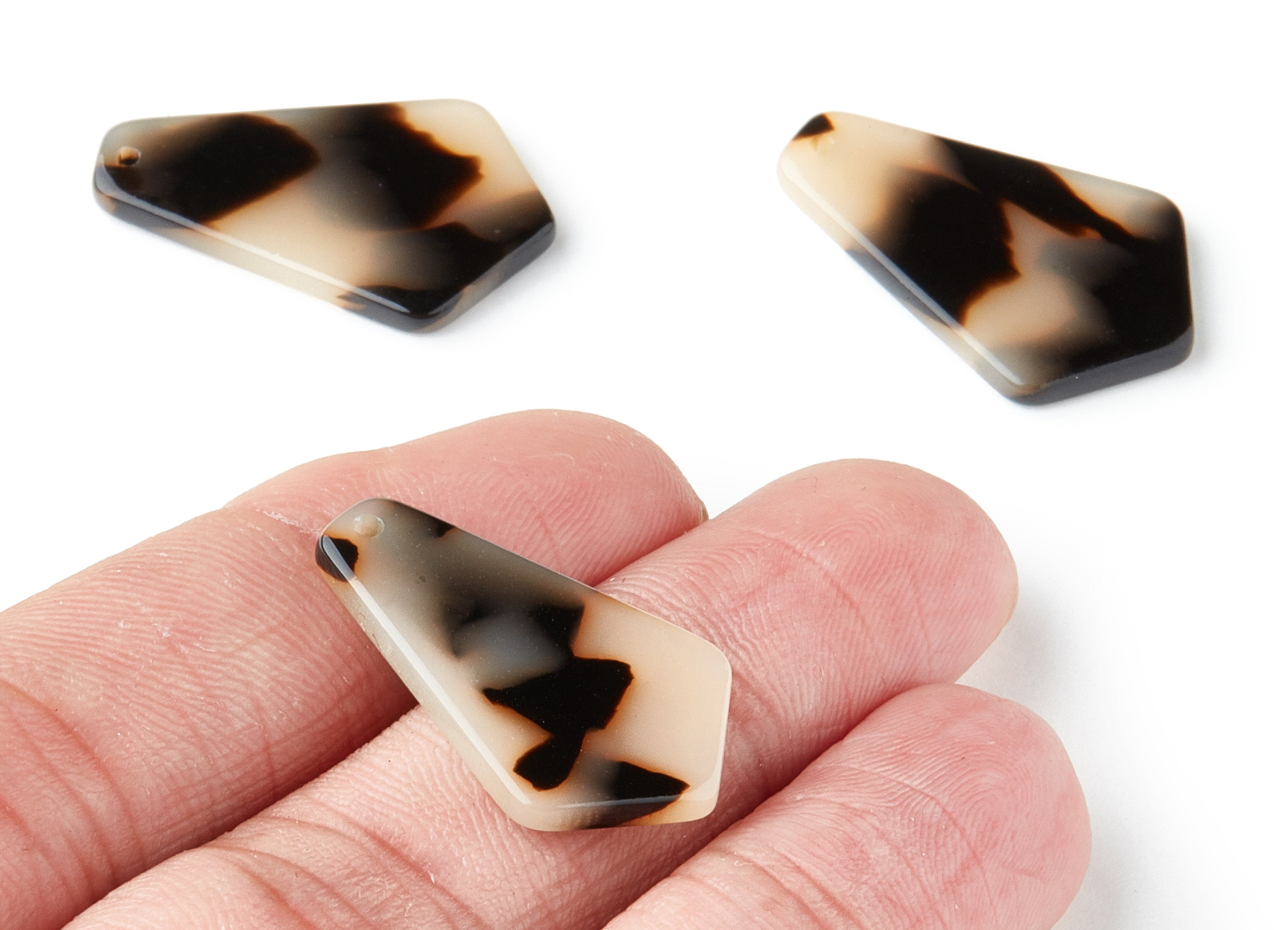 Acetate Acrylic Earring Charms - Blonde Tortoise Shell Earrings - Geometric Pendant - Color Code:A07 - 27x16.59x2.65mm - AC1319E - DOMEDBAZAAR