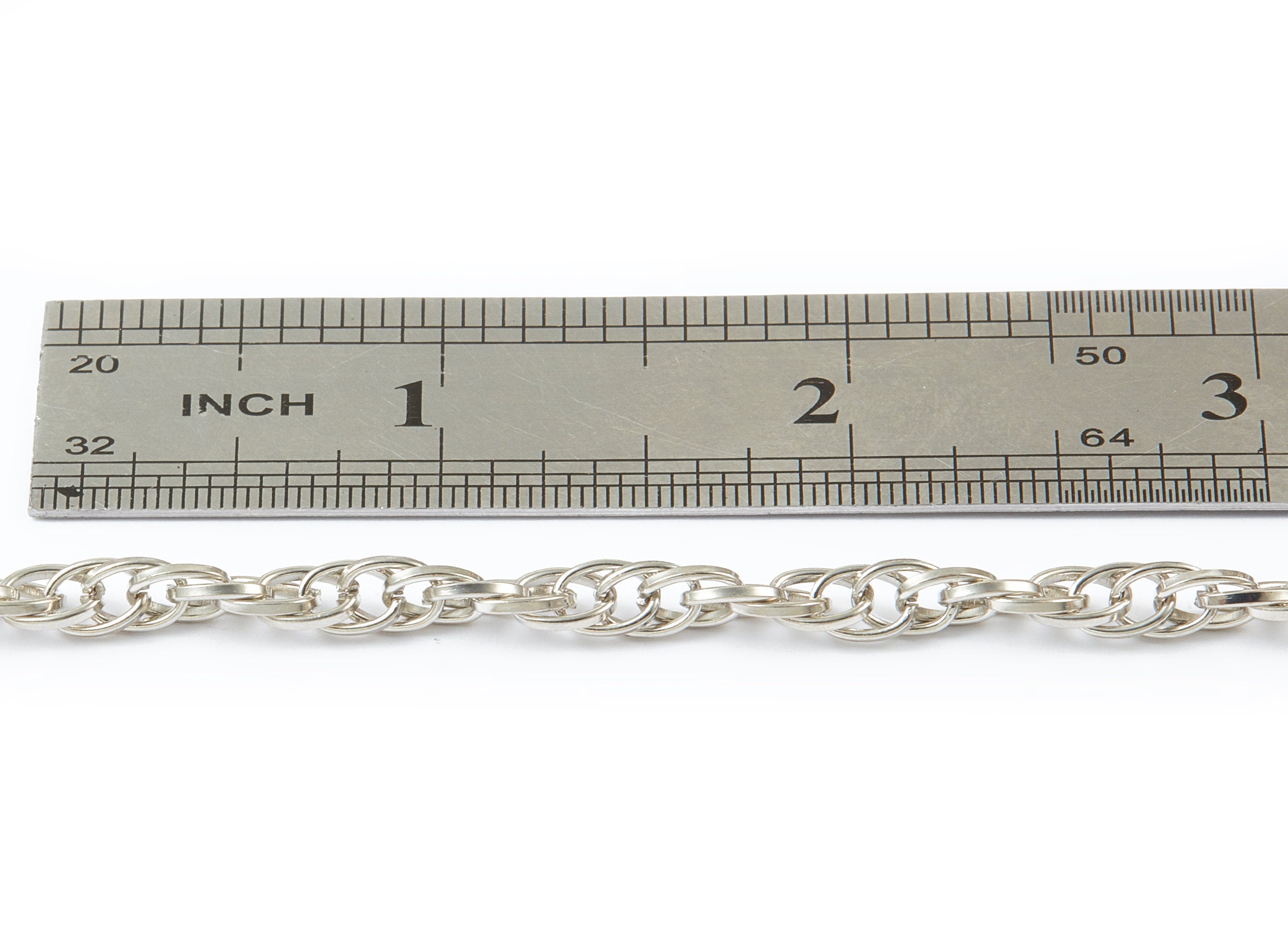 Rope Chain - Silver Tone Plated Chain - Unsoldered Iron Chain - 0.27&quot; x 0.18&quot; x 0.03&quot; - for Necklace  Jewellery Making - CC1095S - DOMEDBAZAAR