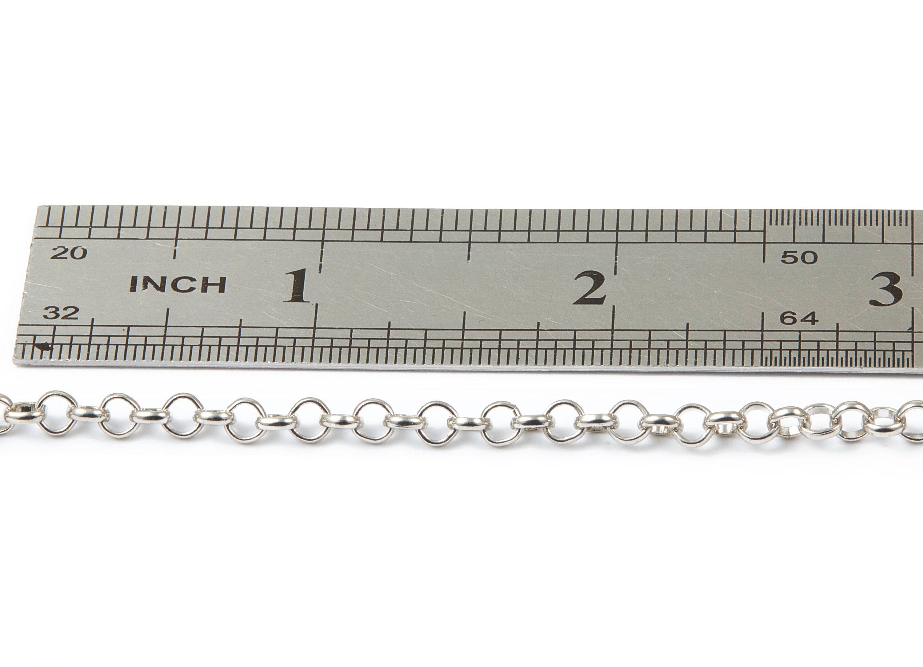 Iron Rolo Chain - Silver Tone Plated Chain - Soldered Round Rolo Chain - 0.15&quot; x 0.15&quot; x 0.04&quot; - for Necklace Jewellery Making - CC1096S - DOMEDBAZAAR