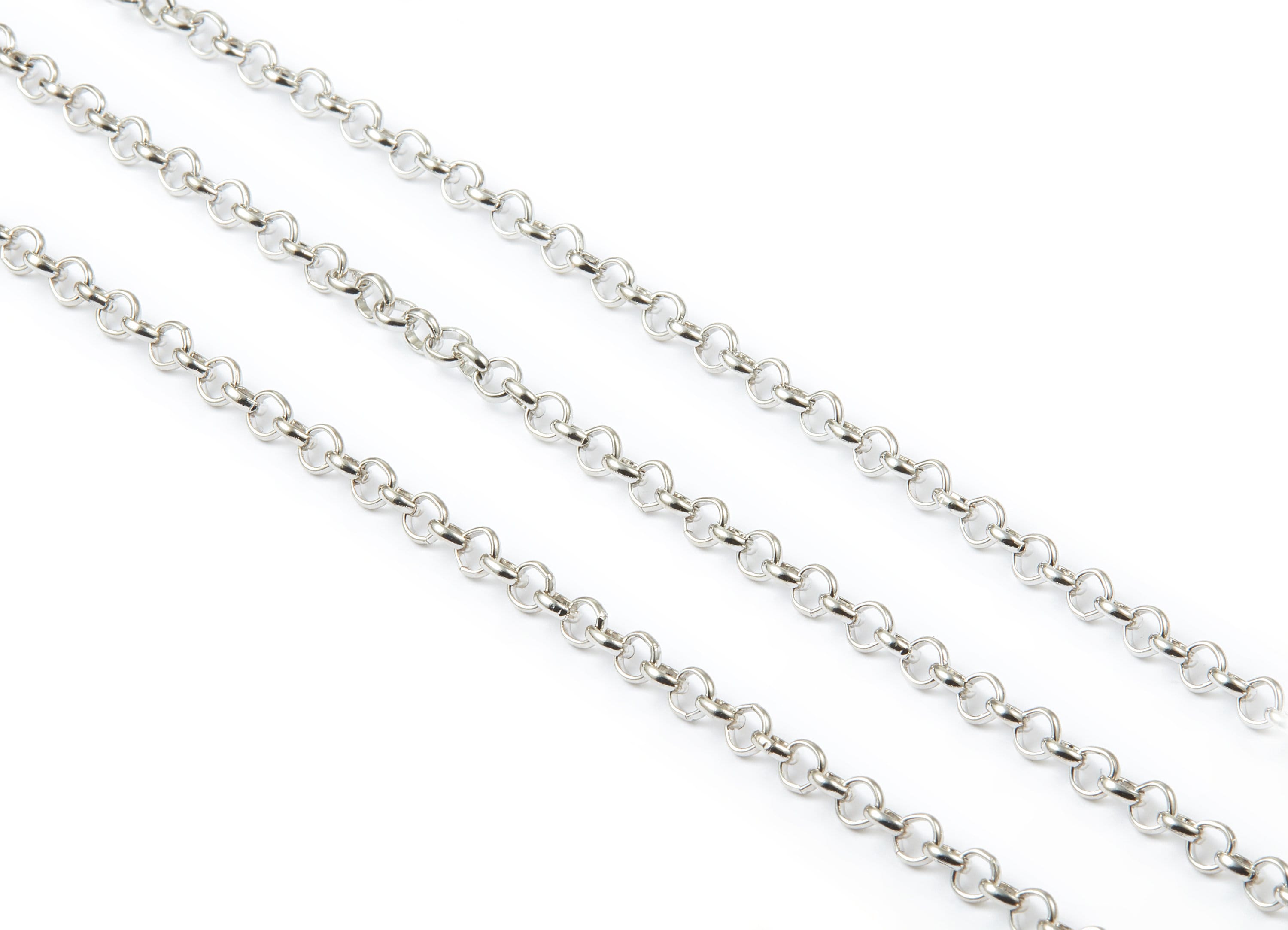Iron Rolo Chain - Silver Tone Plated Chain - Soldered Round Rolo Chain - 0.15&quot; x 0.15&quot; x 0.04&quot; - for Necklace Jewellery Making - CC1096S - DOMEDBAZAAR