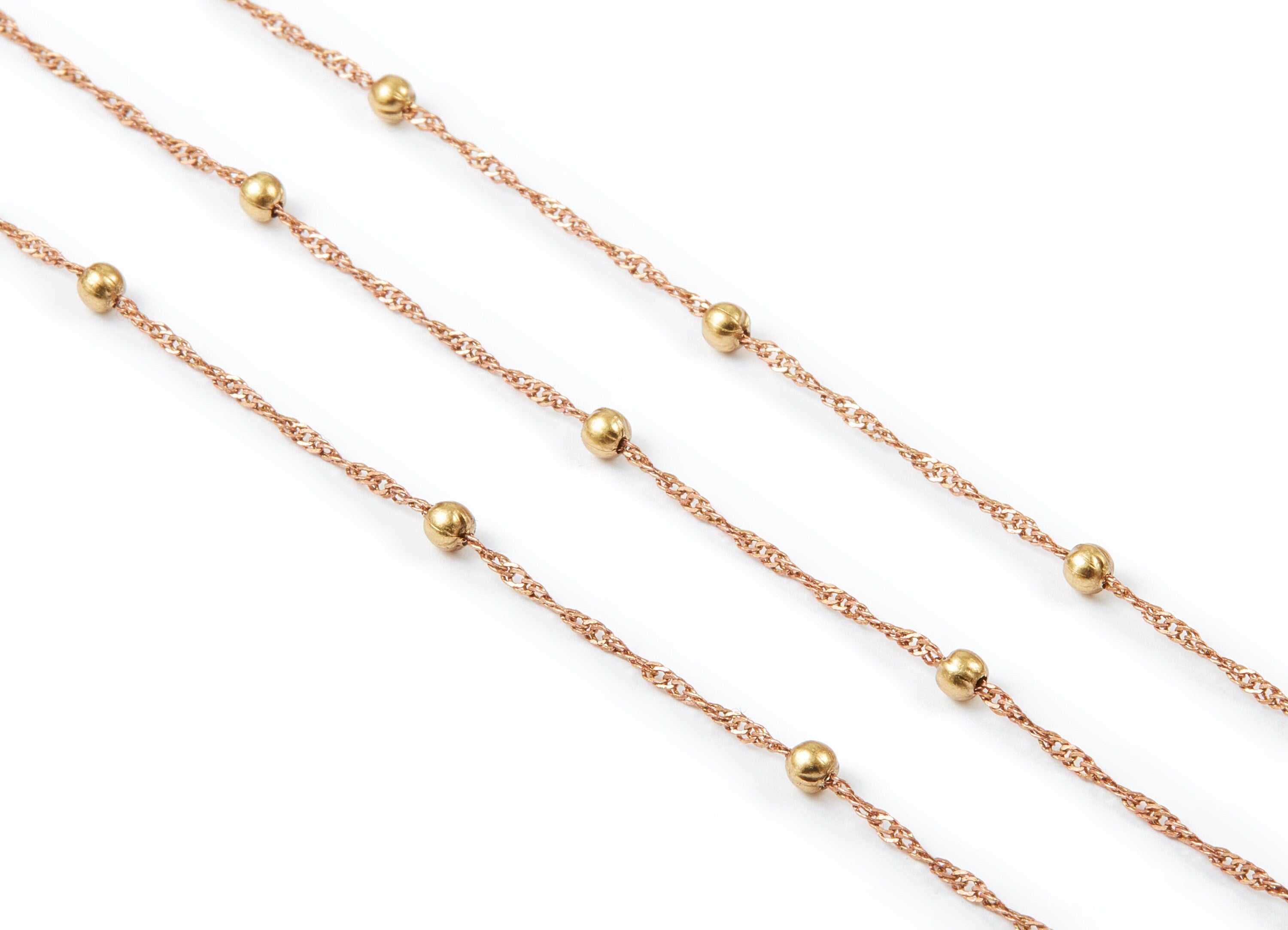 Ball Satellite Water Wave Chain - Twisted Curb Iron Chain -  Soldered - 0.06&quot; x 0.10&quot; x 0.13&quot; - for Necklace Jewellery Making - CC1111 - DOMEDBAZAAR
