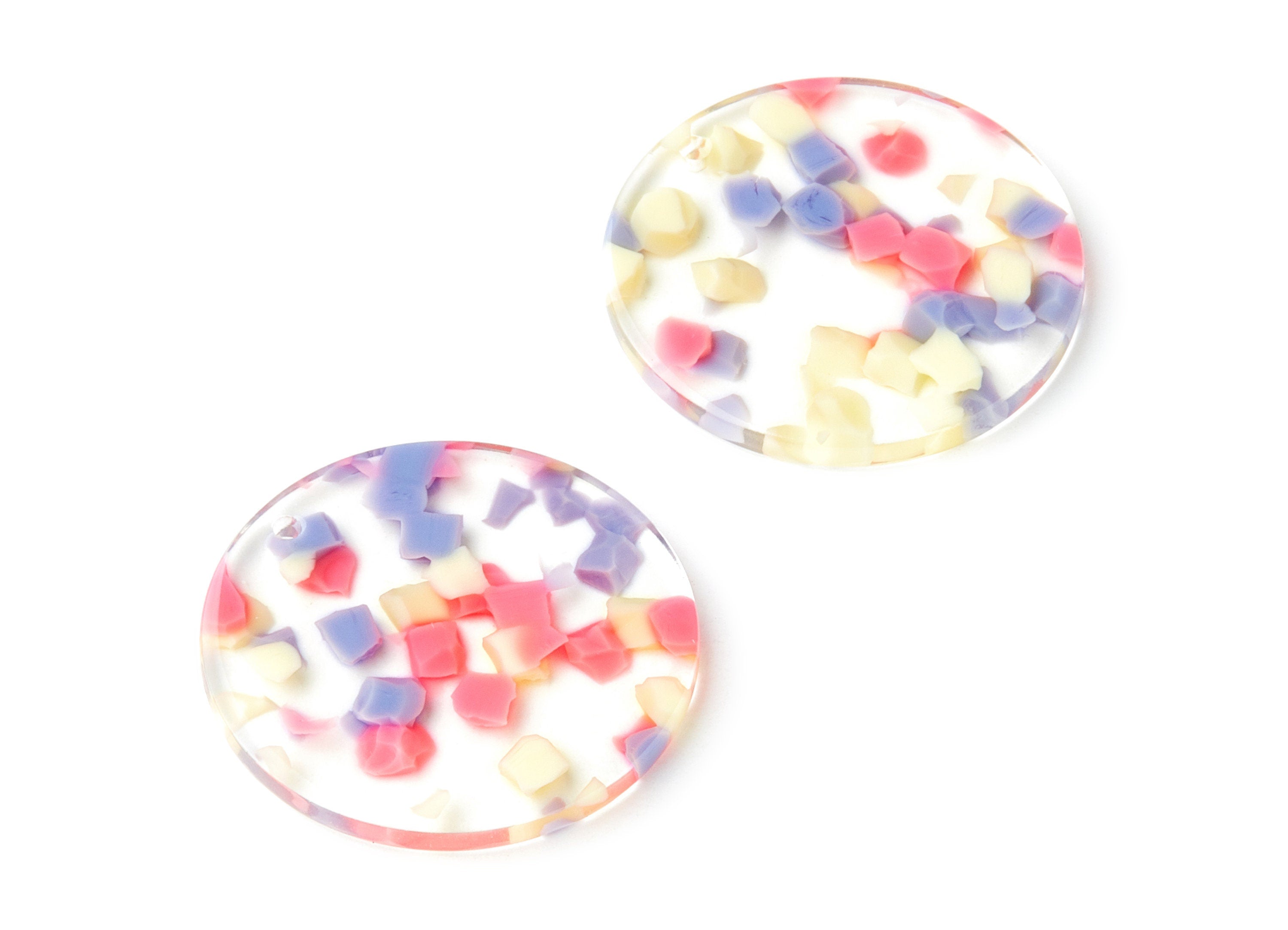 Acetate Round Earring Charm - Acrylic Circle Pendant - Earring Findings - Jewelry Supplies - Color Code: A168 - 32.08x32.08x2.81mm - AC1254A - DOMEDBAZAAR