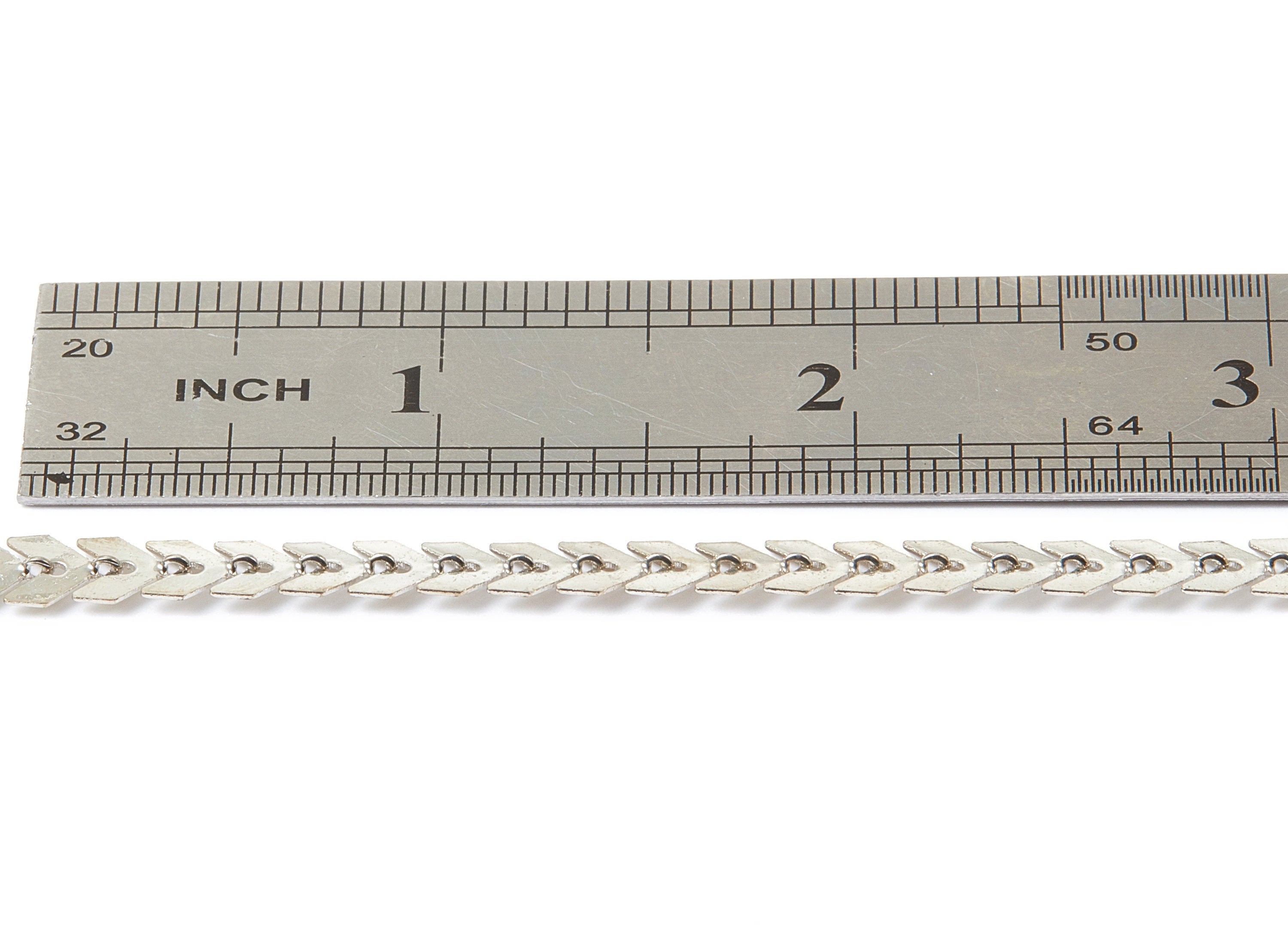 Fishbone Chain - Iron Chevron Choker Chain - Silver Tone Plated - Arrow Chain - 0.28&quot; x 0.23&quot; x 0.08&quot; - for Jewellery Making - CC1117S - DOMEDBAZAAR
