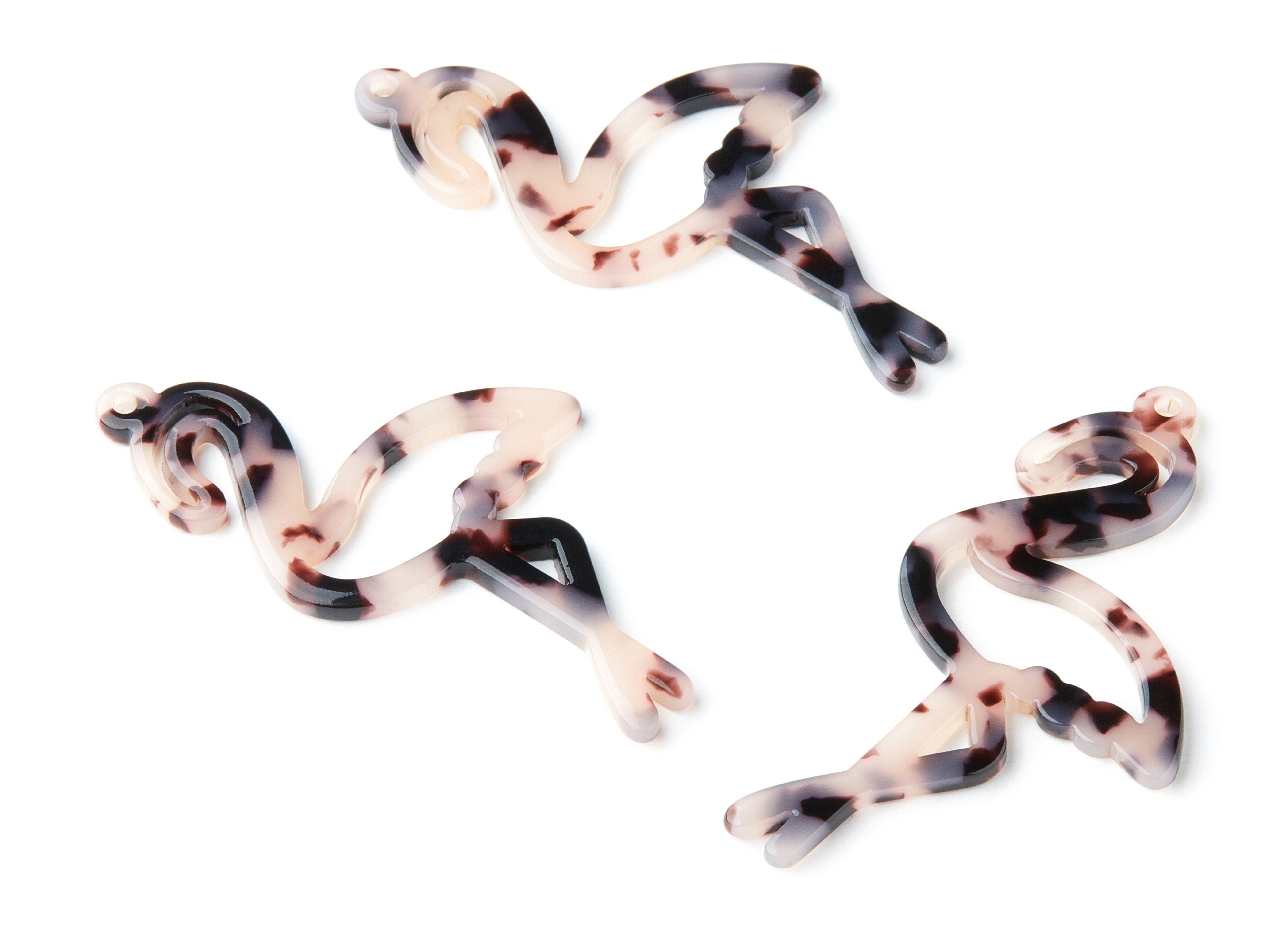 Acetate Acrylic Earring Charms - Blonde Tortoise Shell Pendant - 1 Hole - Flamingo Shaped - Color Code: A06 - 64.1x34.16x2.66mm - AC1337C - DOMEDBAZAAR