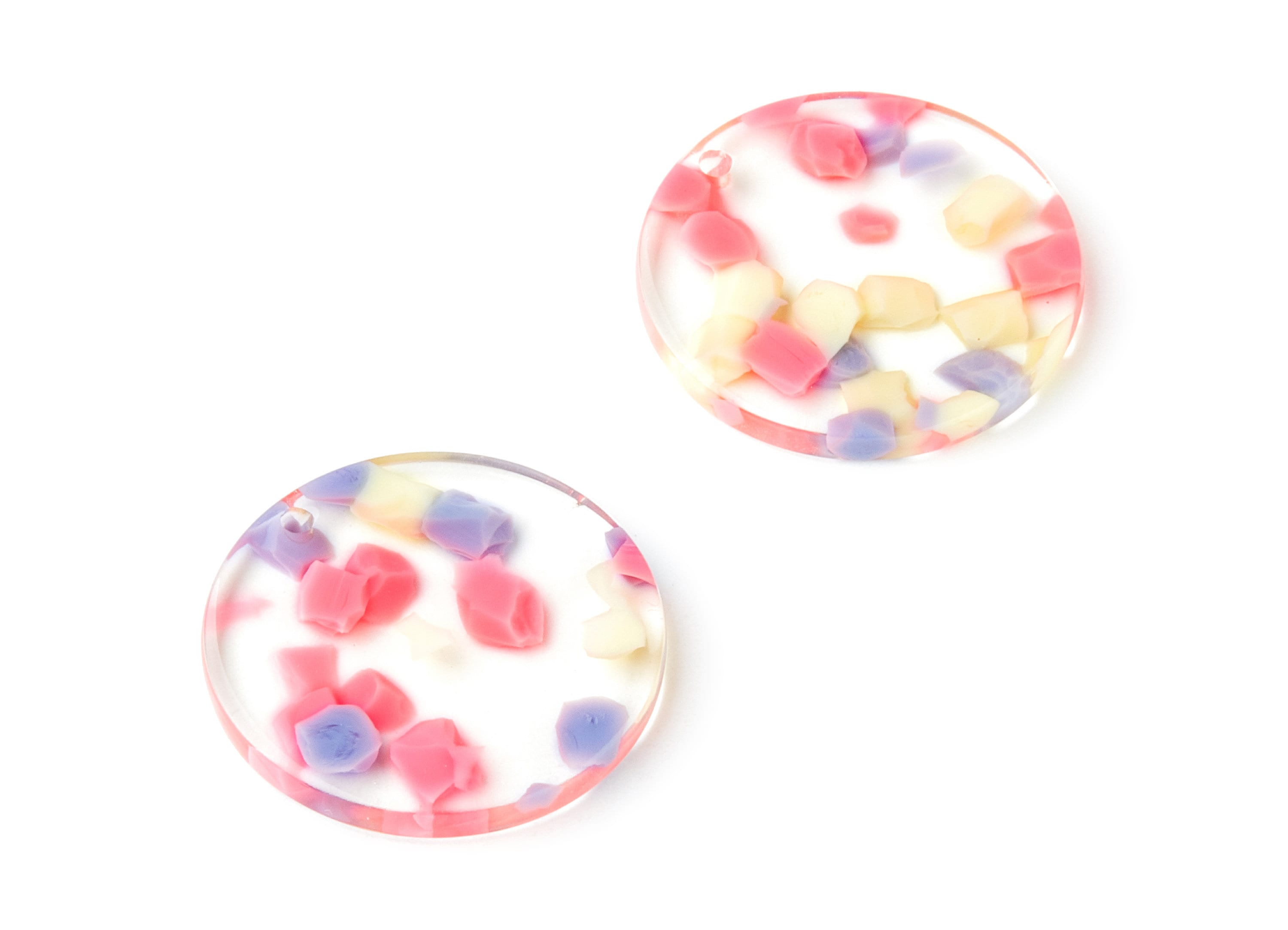 Acetate  Round Earring Charms - Acrylic Circle Pendant - Earring Findings - Jewelry Supplies - Color Code: A168 - 25x25x2.85mm - AC1255A - DOMEDBAZAAR