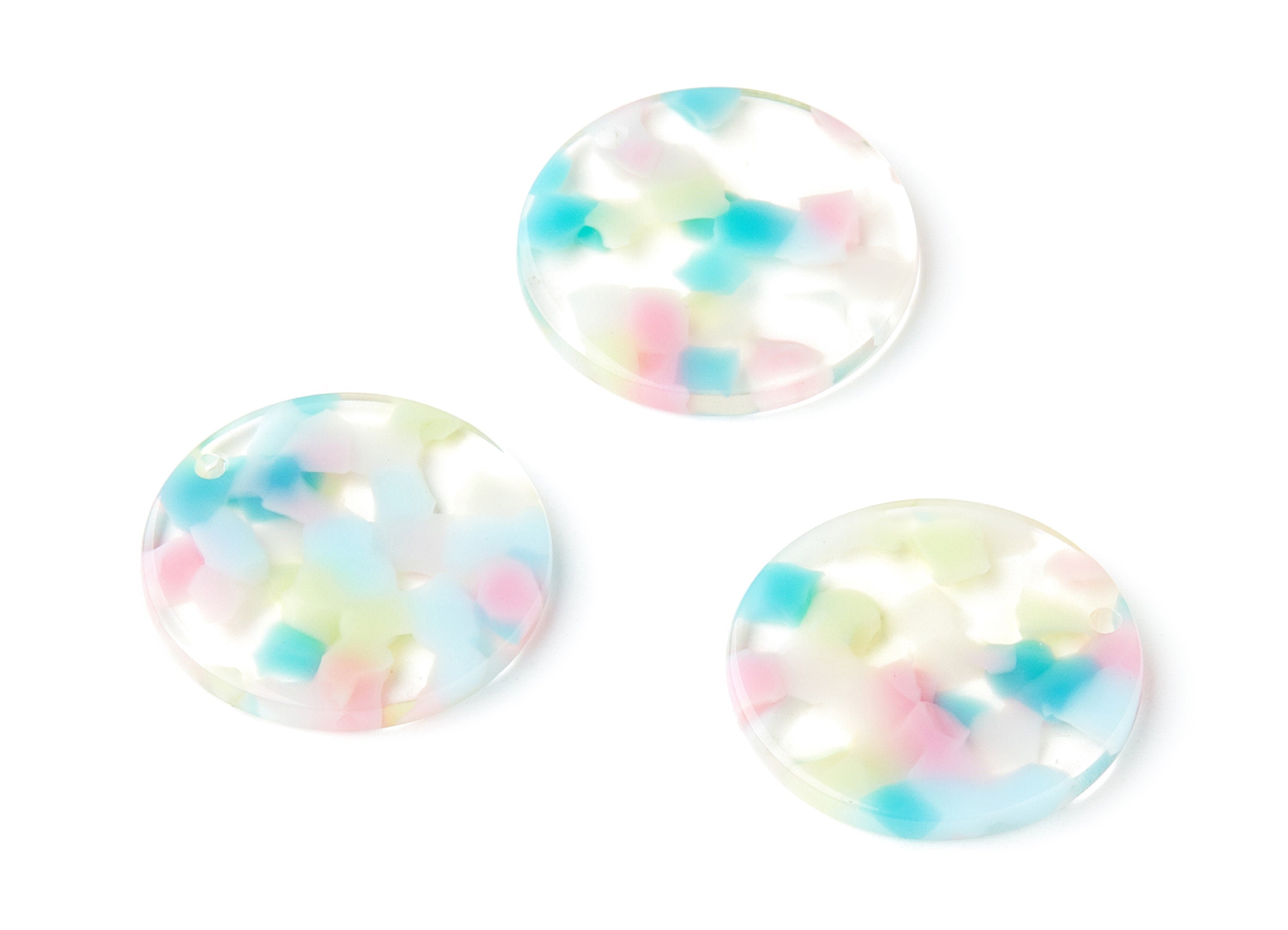 Acetate Acrylic Earring Charms - Tortoise Shell Earrings - Circle Shaped Pendant - Color Code: A222 - 25x25x2.85mm - AC1255B - DOMEDBAZAAR